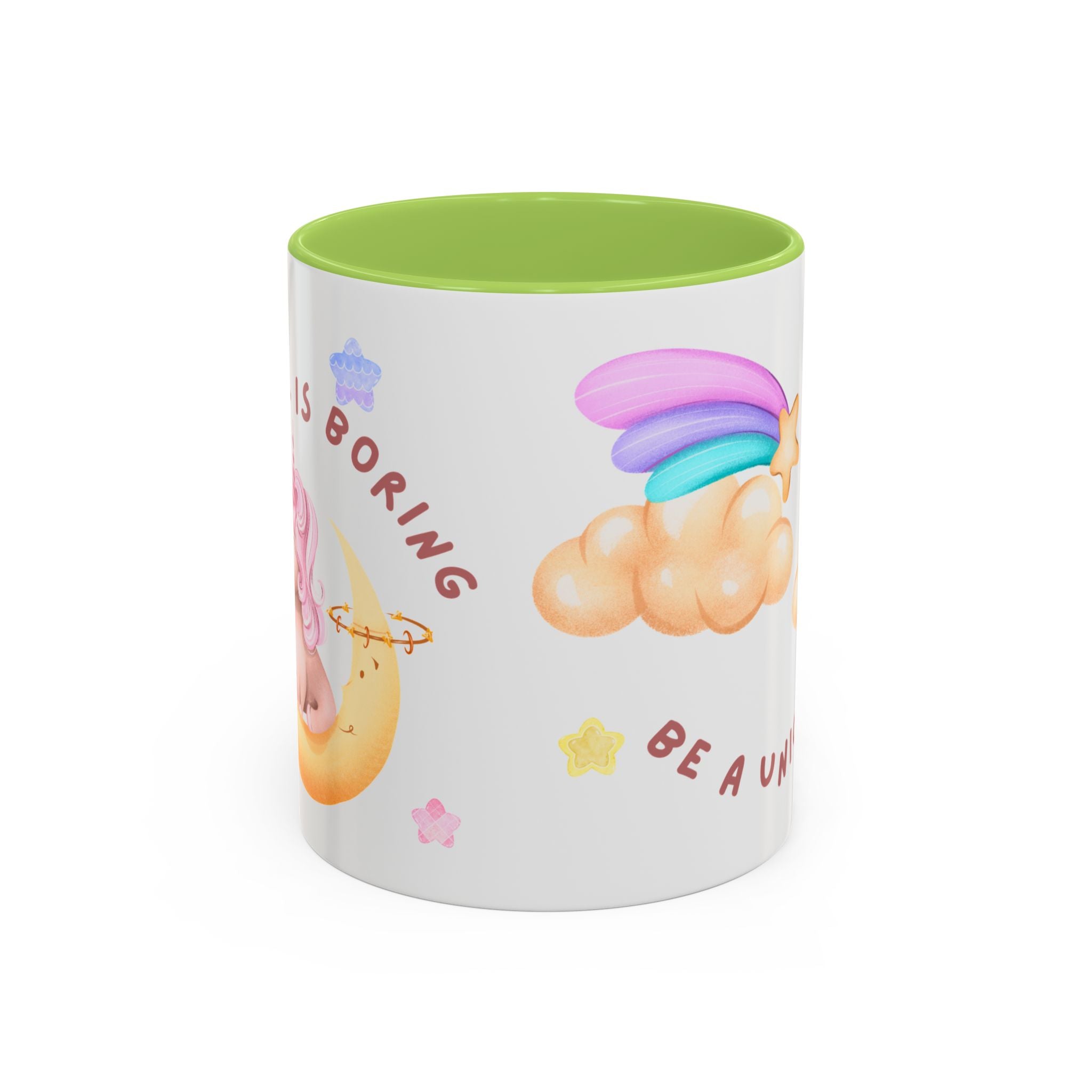 Unicorn Coffee Mug — "Be a Unicorn" Cute Rainbow Cloud Accent Mug