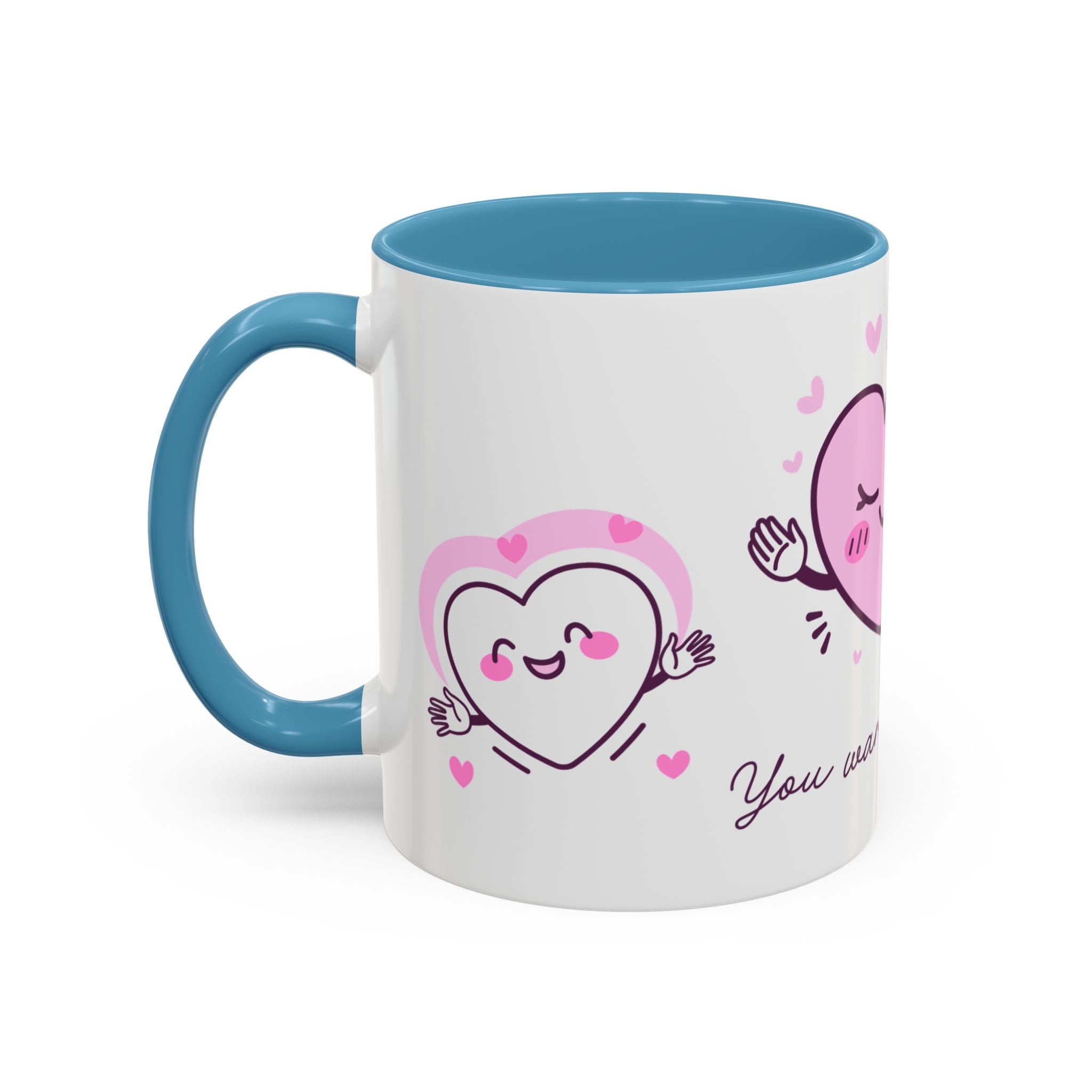 You Warm My Heart Accent Coffee Mug — Cute Pink Heart Valentine Gift (11/15oz)