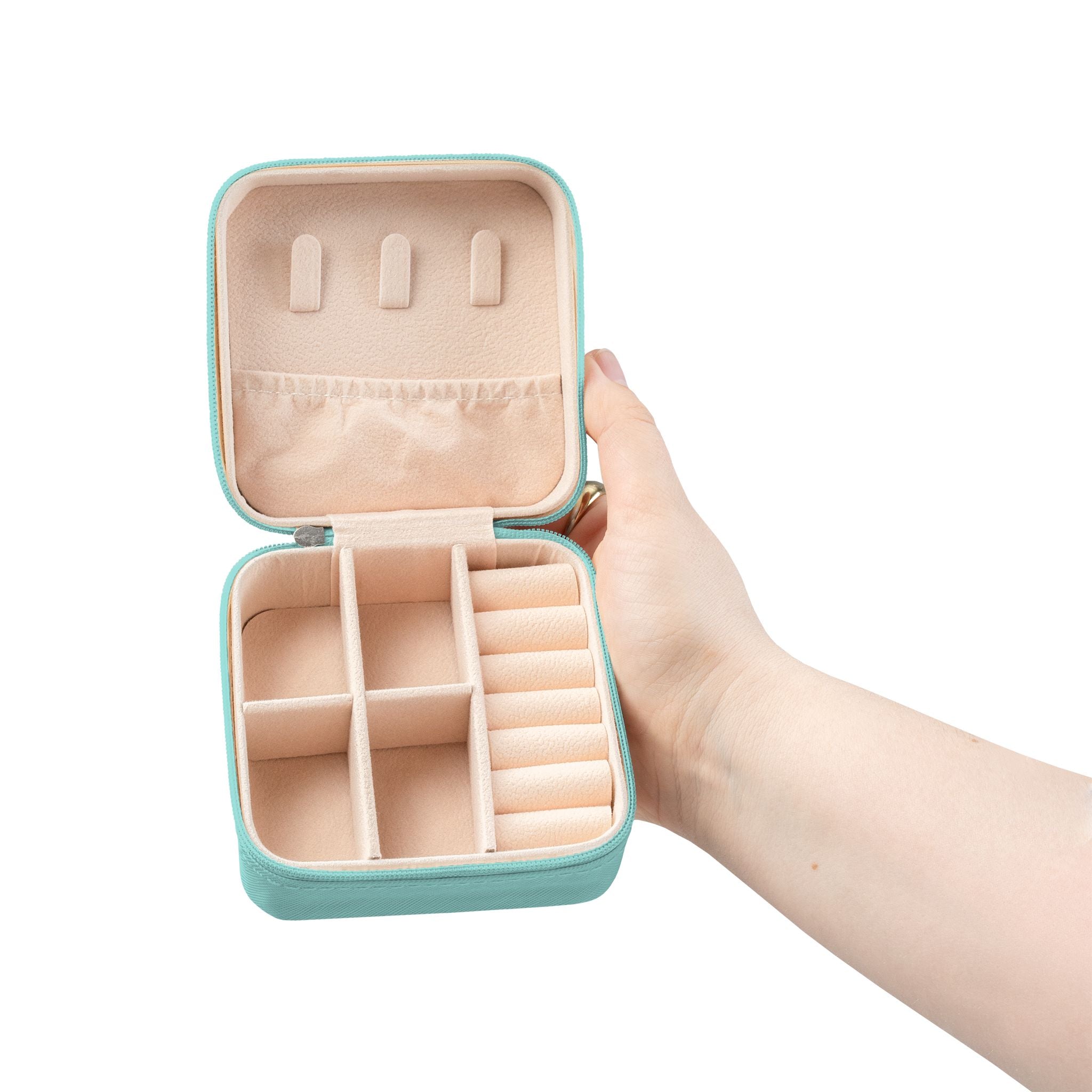 Jewelry Case — Compact Travel Jewelry Organizer (Ring Slots & Compartments)