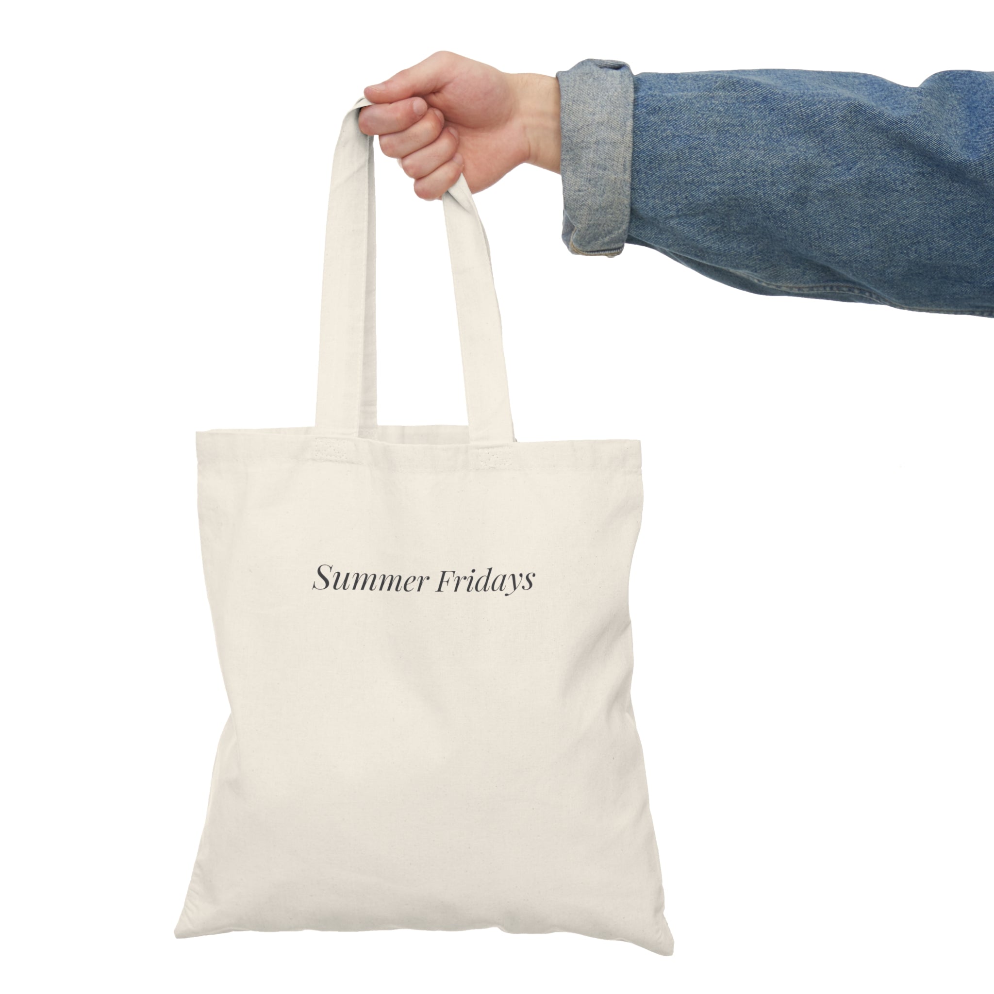 "Summer Fridays" Natural Canvas Beach & Market Tote Bag