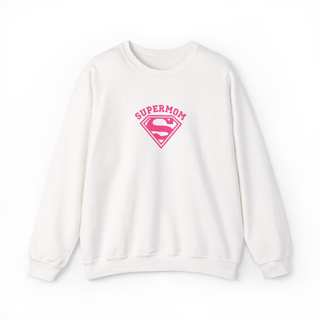Supermom Crewneck Sweatshirt — Pink Superhero Mom Pullover for Mother's Day