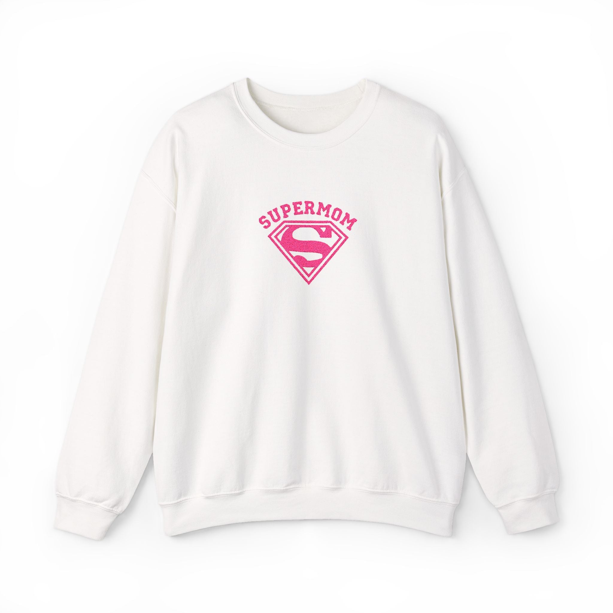 Supermom Crewneck Sweatshirt — Pink Superhero Mom Pullover for Mother's Day