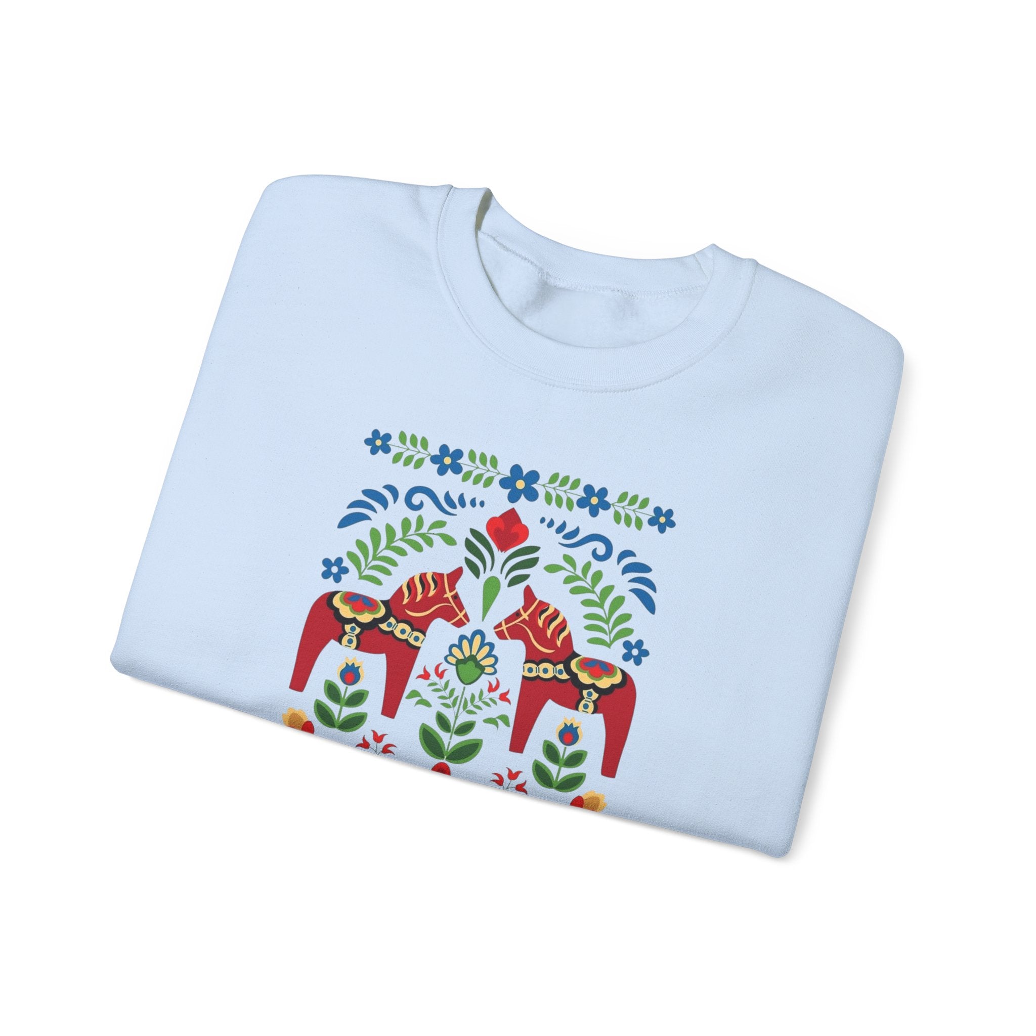 Folk Dala Horses Crewneck Sweatshirt