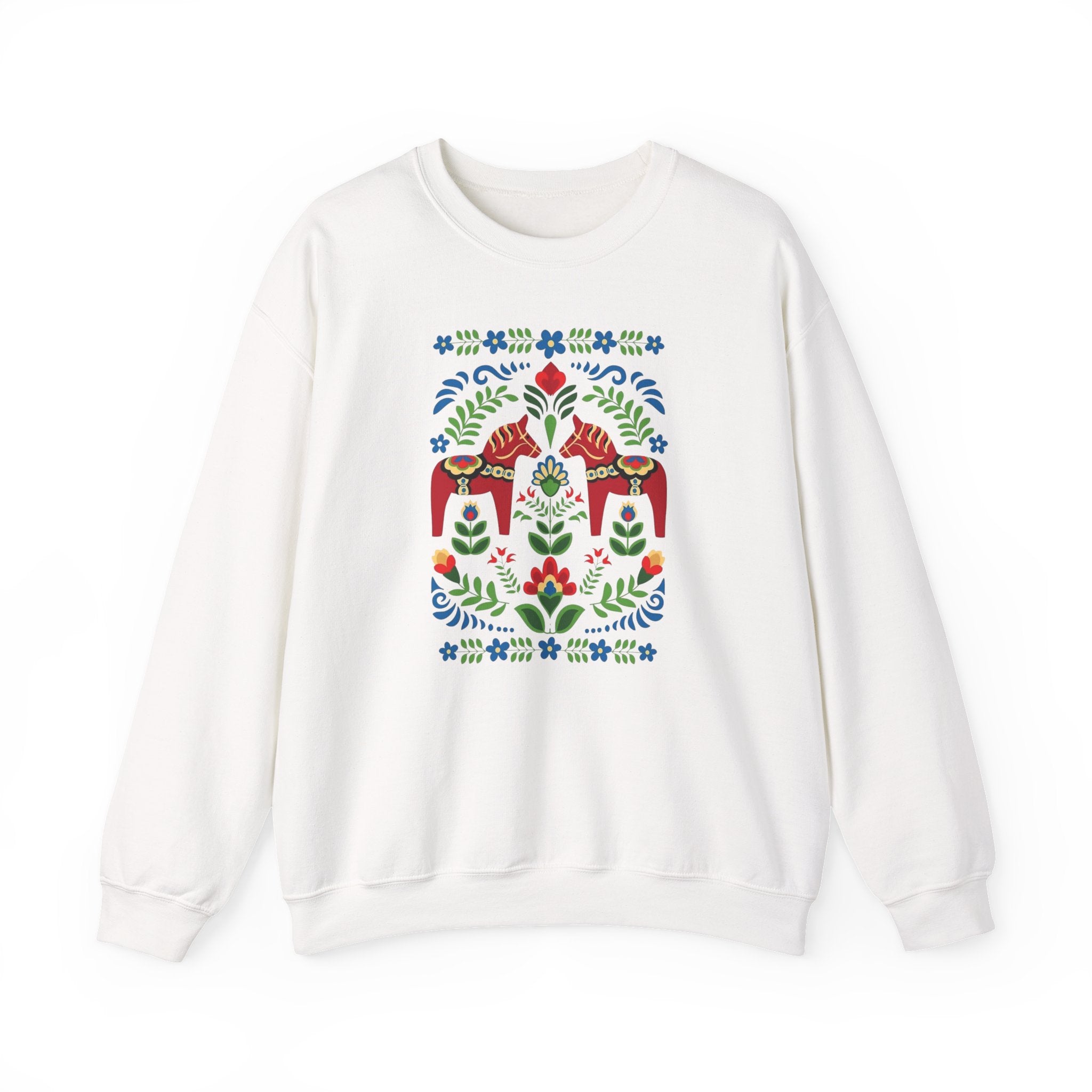 Folk Dala Horses Crewneck Sweatshirt