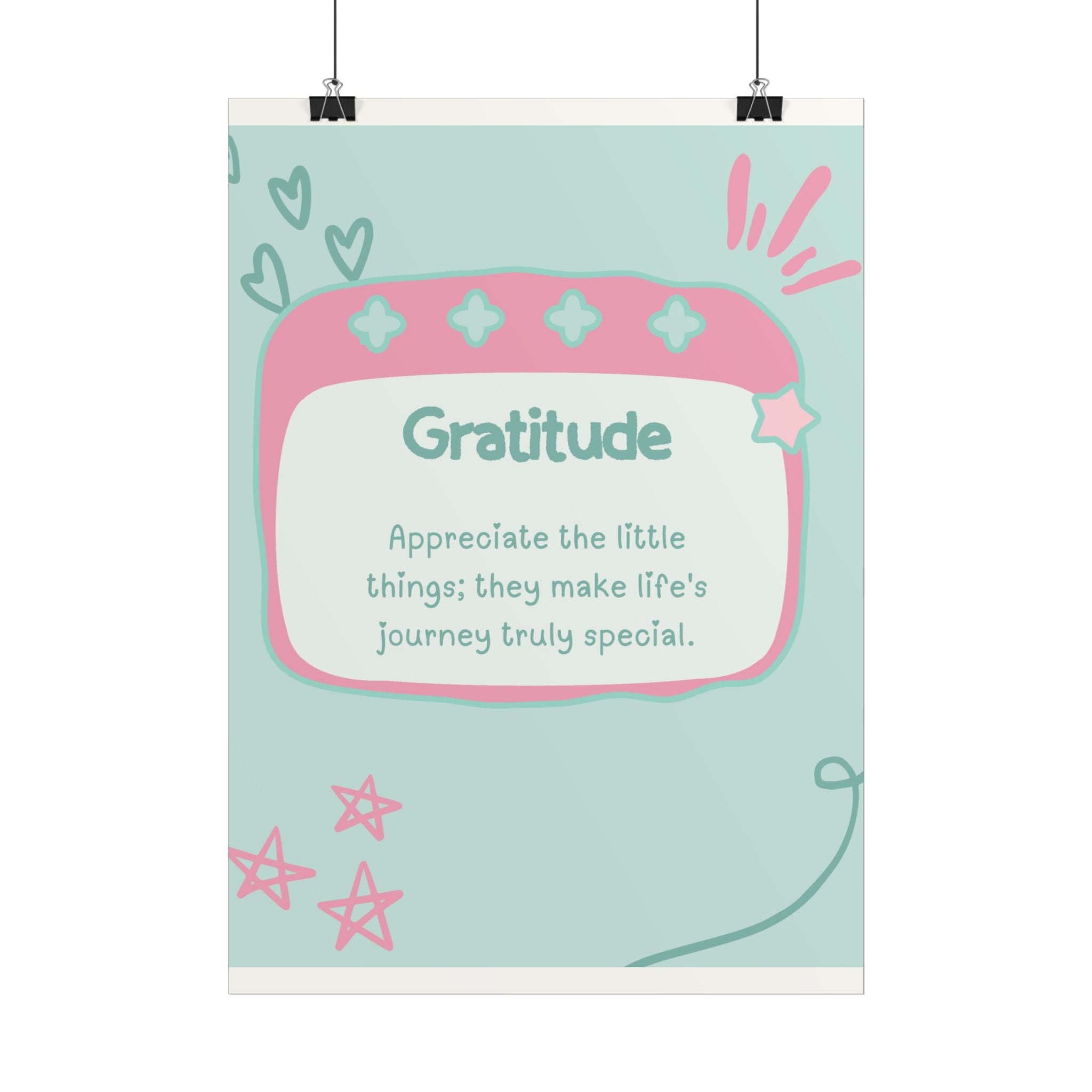 Gratitude Wall Poster — Inspirational Quote Art for Home, Office & Classroom
