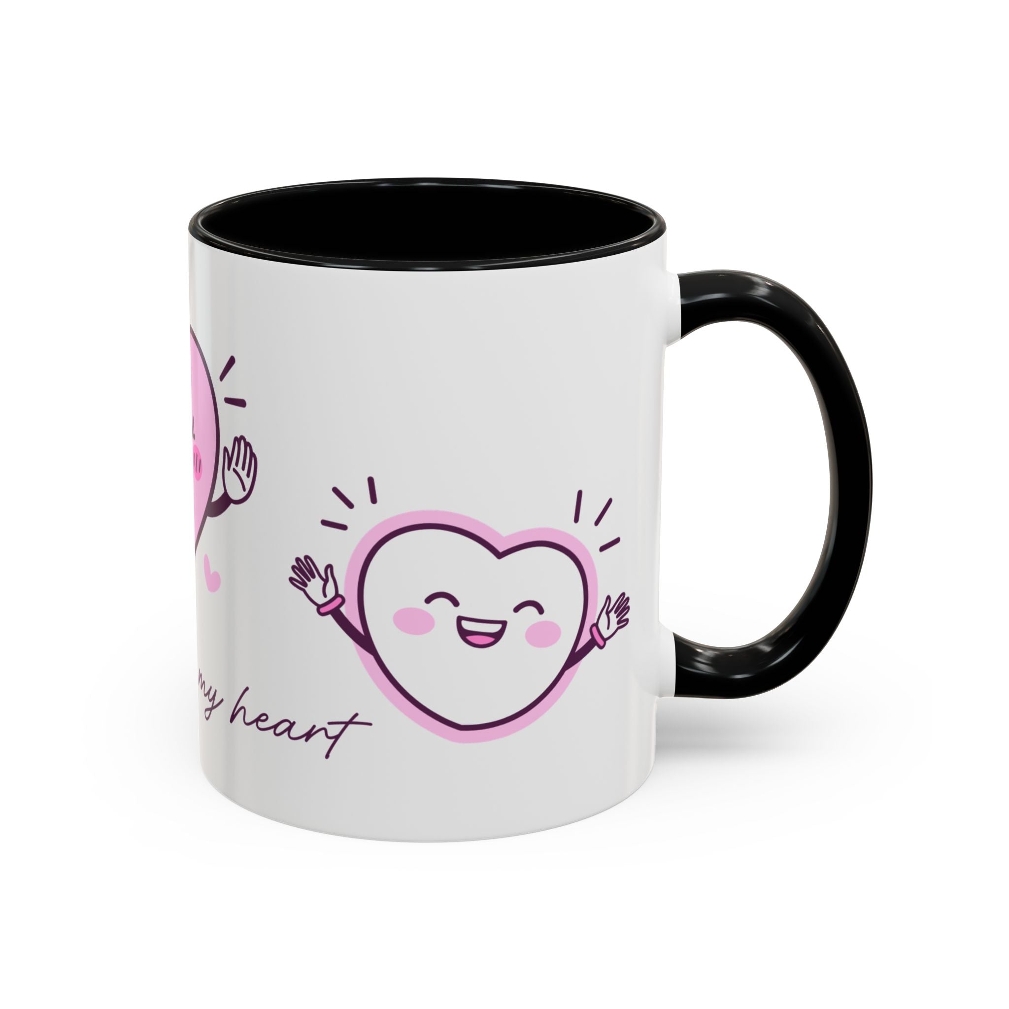 You Warm My Heart Accent Coffee Mug — Cute Pink Heart Valentine Gift (11/15oz)
