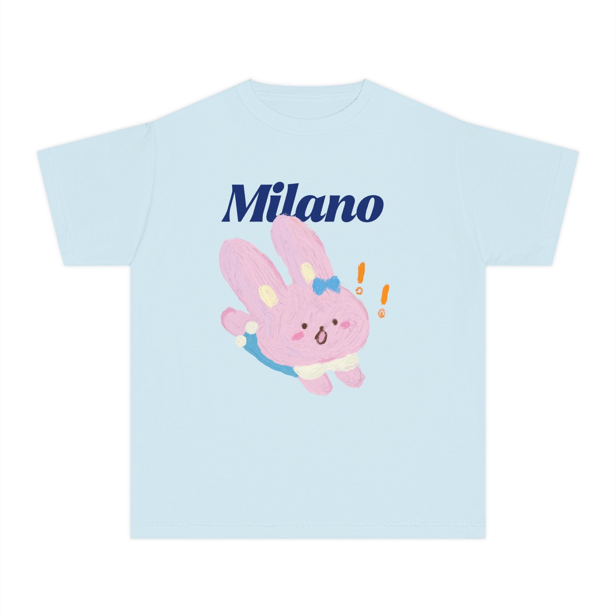 Milano Cute Bunny Youth Tee – Pastel Yellow Kids Graphic Shirt
