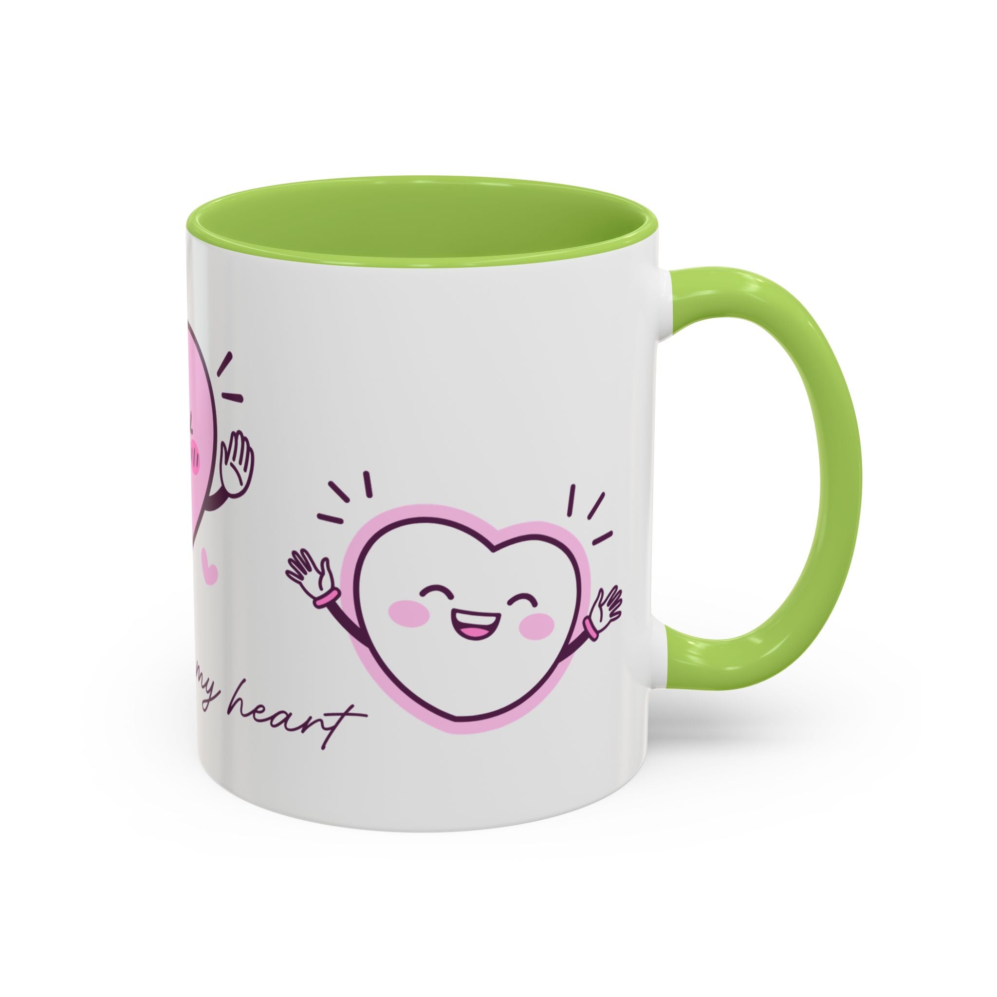 You Warm My Heart Accent Coffee Mug — Cute Pink Heart Valentine Gift (11/15oz)