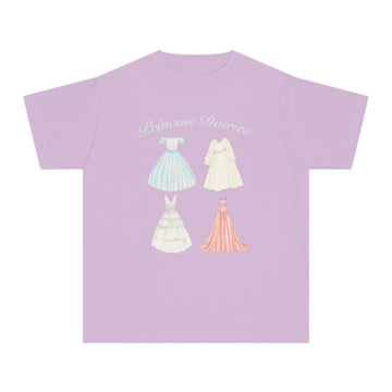 Princess Dresses Youth T‑Shirt – "Princess Diaries" Pastel Gown Graphic Tee