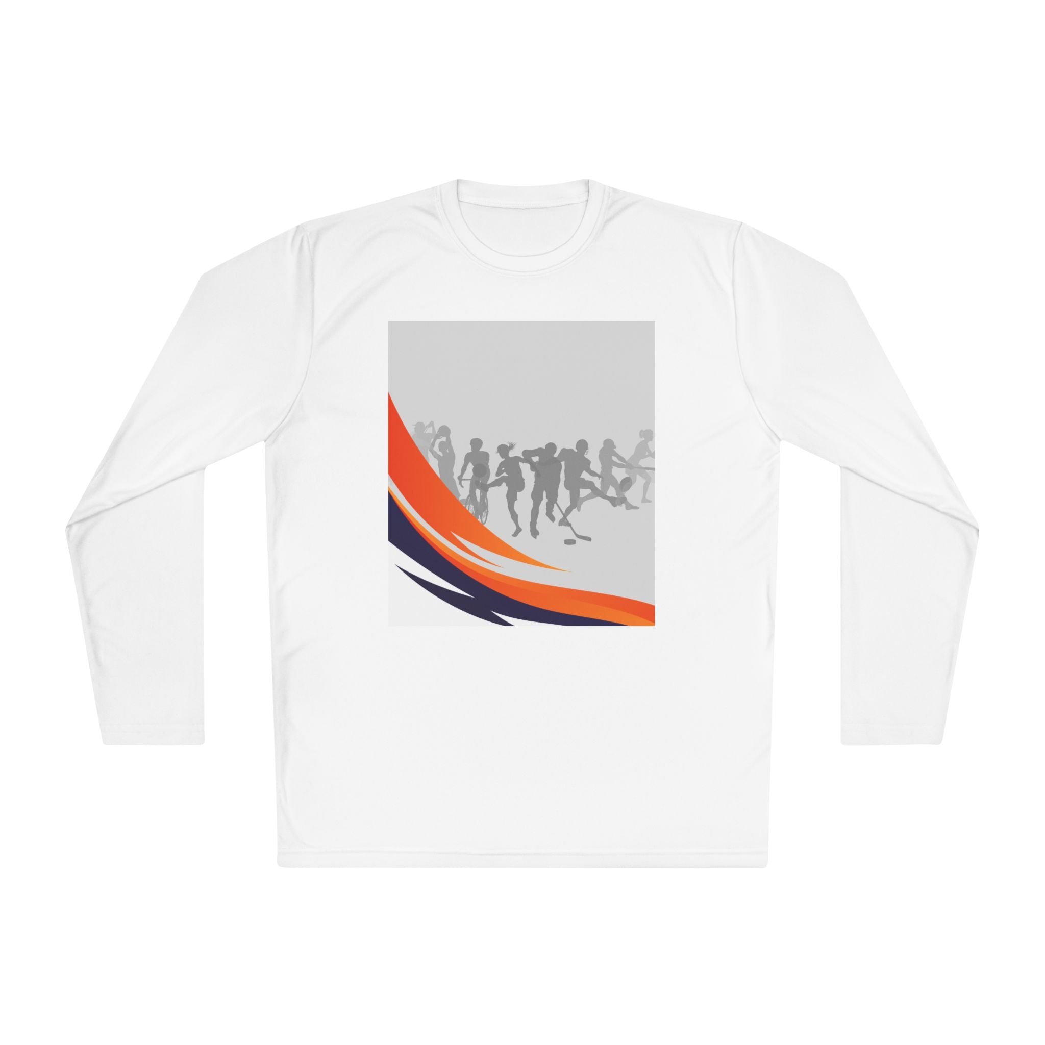 Running Team Graphic Long Sleeve Tee — Orange & Navy Wave Design