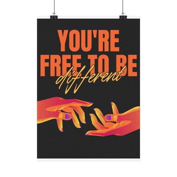 You're Free to Be Different Poster – Inspirational LGBTQ+ Pride Wall Art
