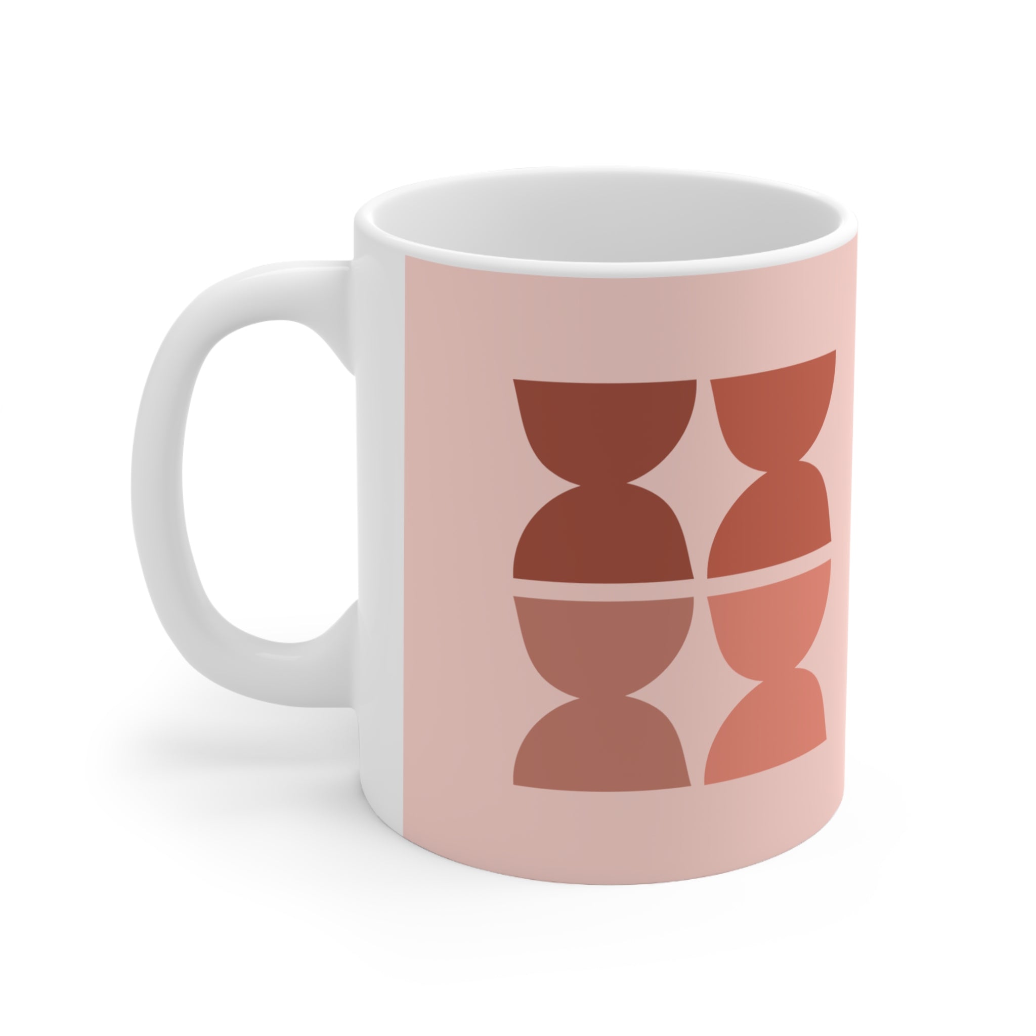 Minimalist Abstract Ceramic Coffee Mug — Modern Pink Geometric Design (11oz, 15oz)