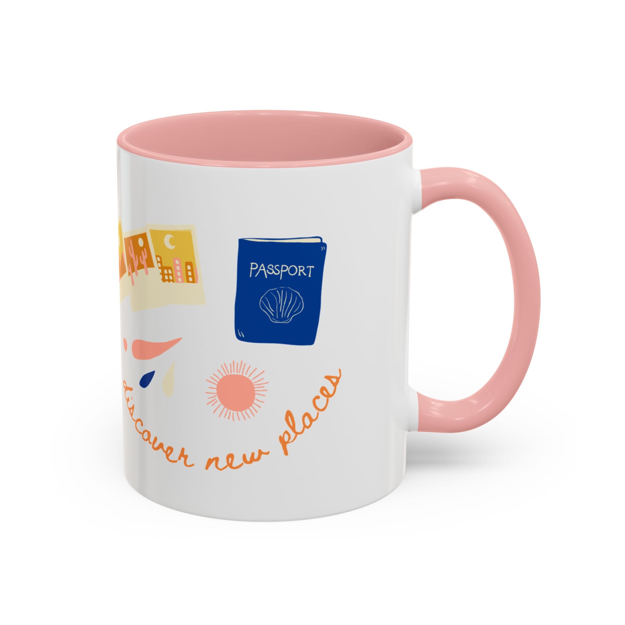 Travel Adventure Coffee Mug — "Discover New Places" Accent Mug (11/15 oz)
