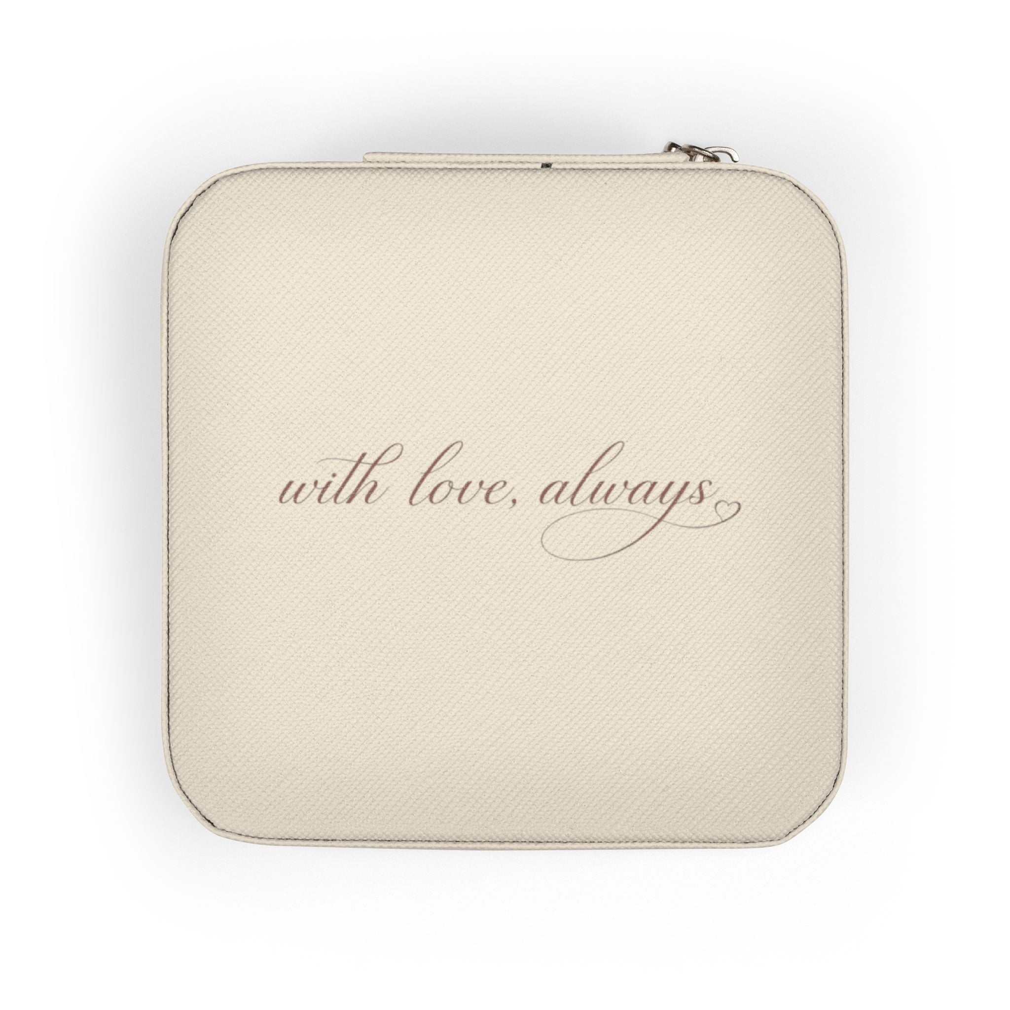 Jewelry Travel Case — Compact Pink Travel Jewelry Organizer with 'With Love, Always' Script