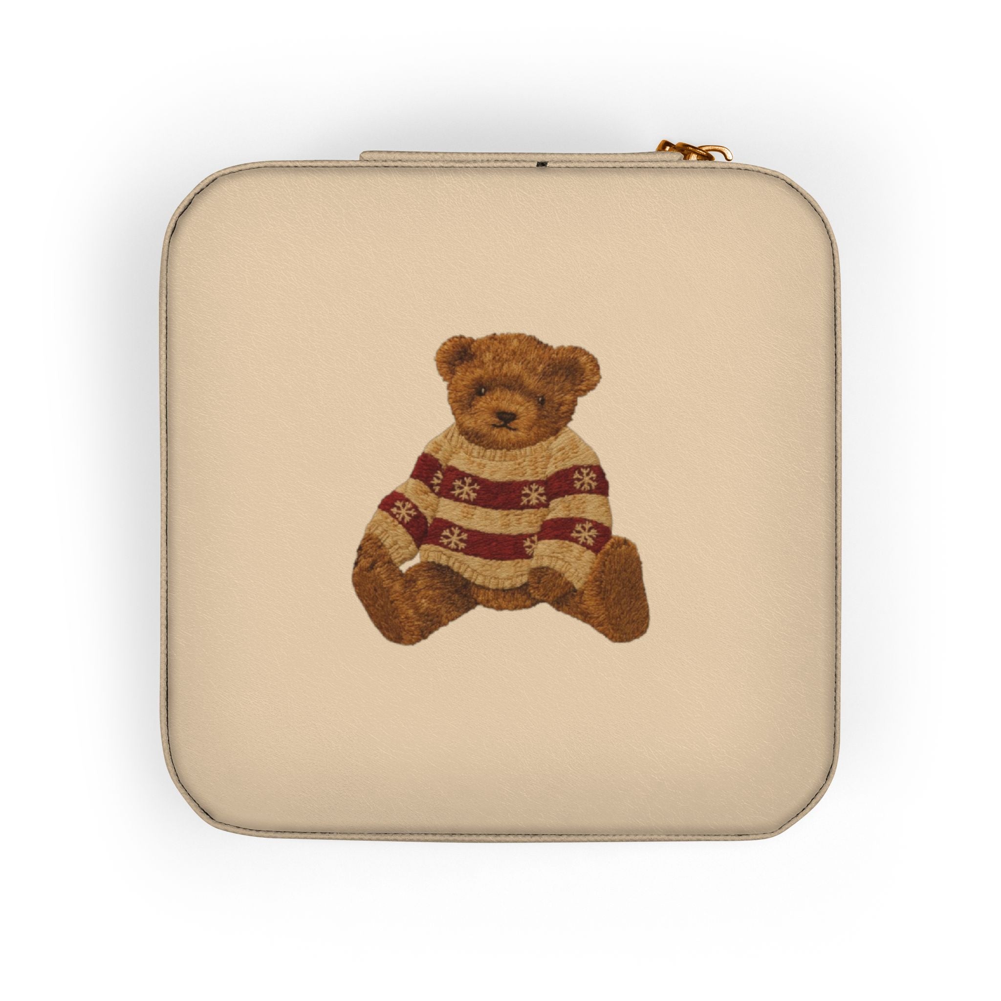 Teddy Bear Jewelry Travel Case — Compact Portable Ring & Earring Organizer
