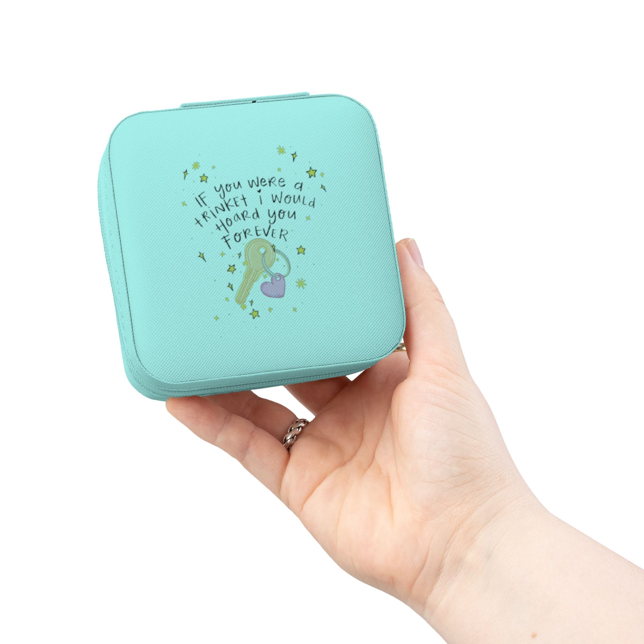 Pink Compact Jewelry Travel Case – Portable Ring & Earring Organizer ("If your wings don't work, I would borrow yours")