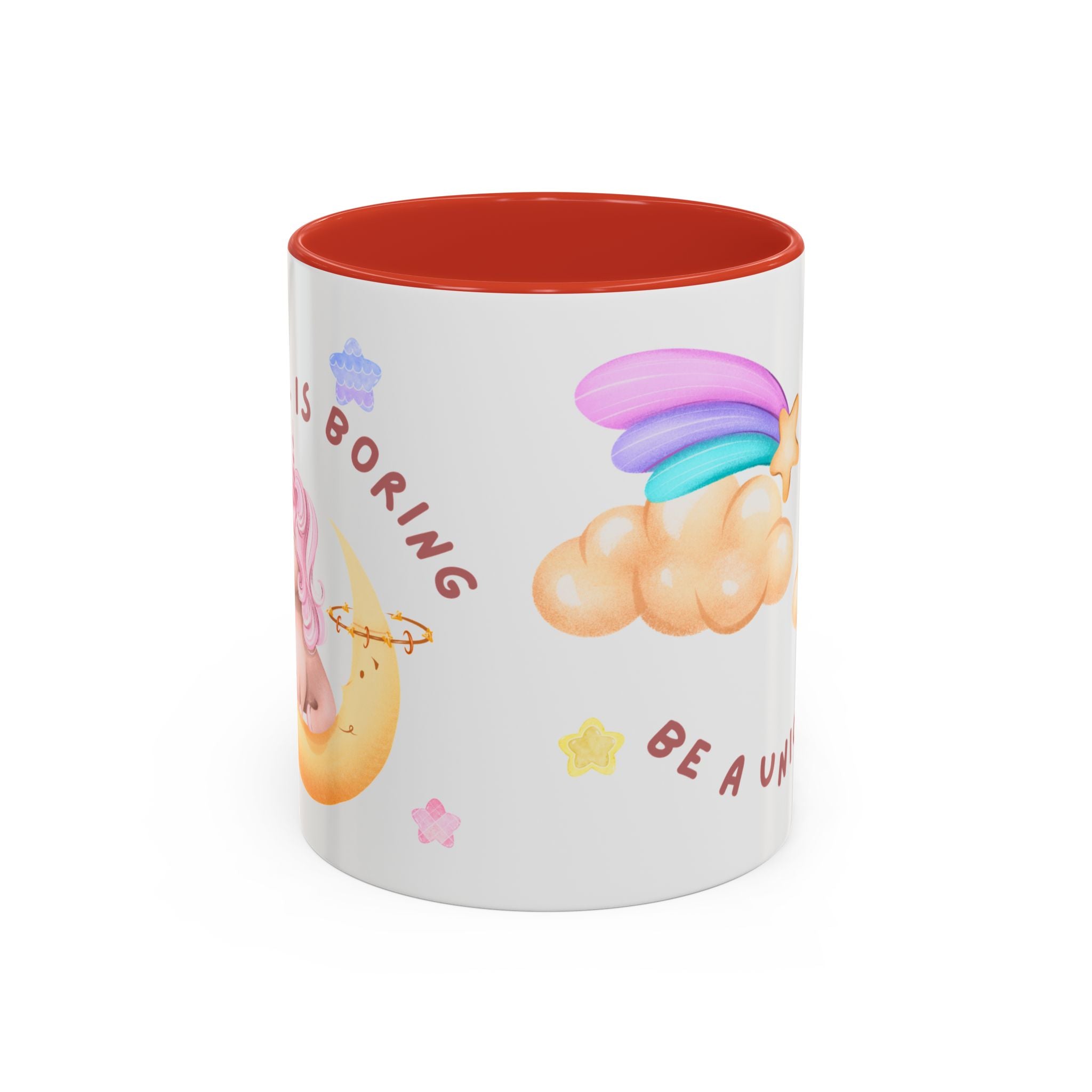 Unicorn Coffee Mug — "Be a Unicorn" Cute Rainbow Cloud Accent Mug