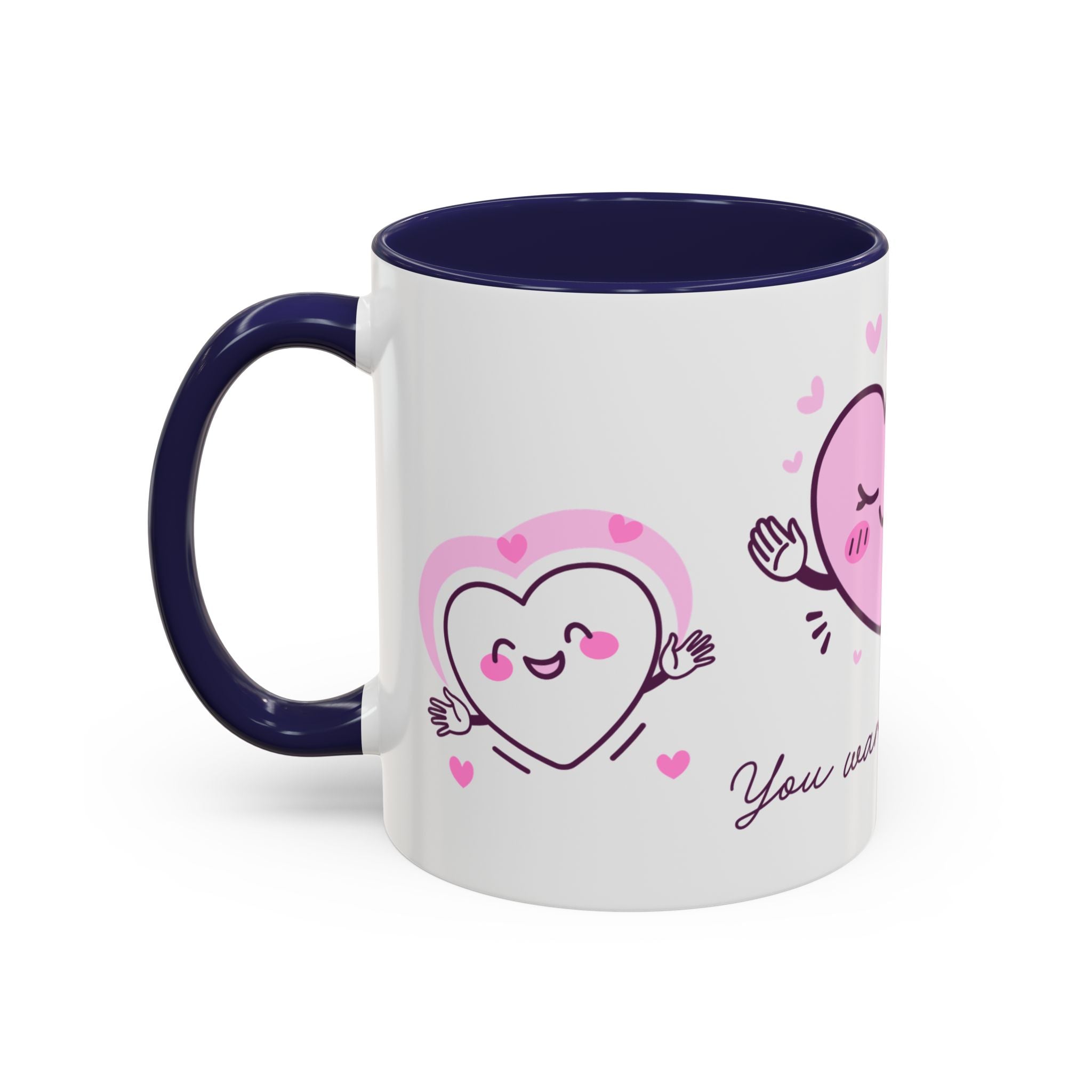 You Warm My Heart Accent Coffee Mug — Cute Pink Heart Valentine Gift (11/15oz)