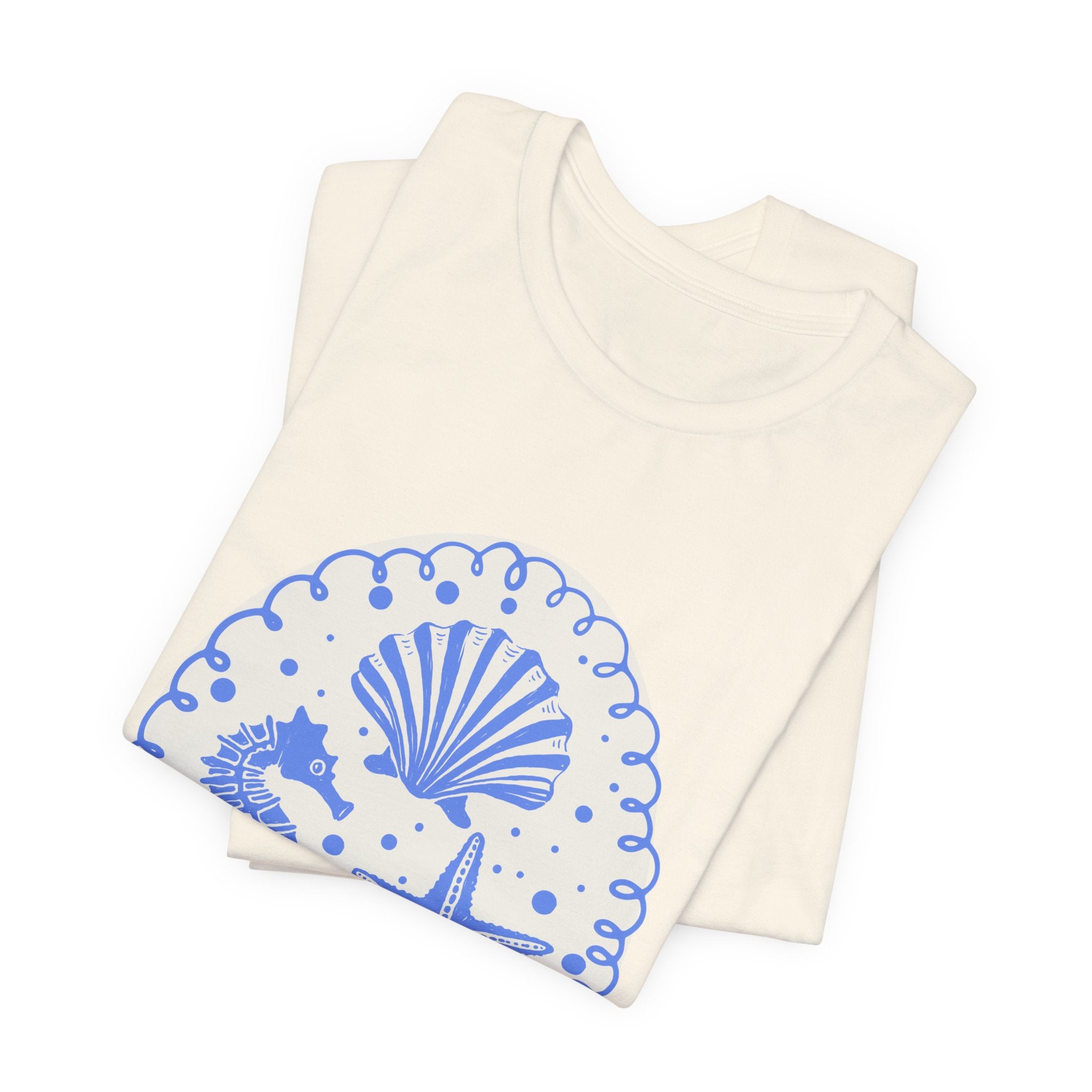 Seaside Shells Tee — "Summer Vibes" Seahorse & Starfish Graphic Shirt