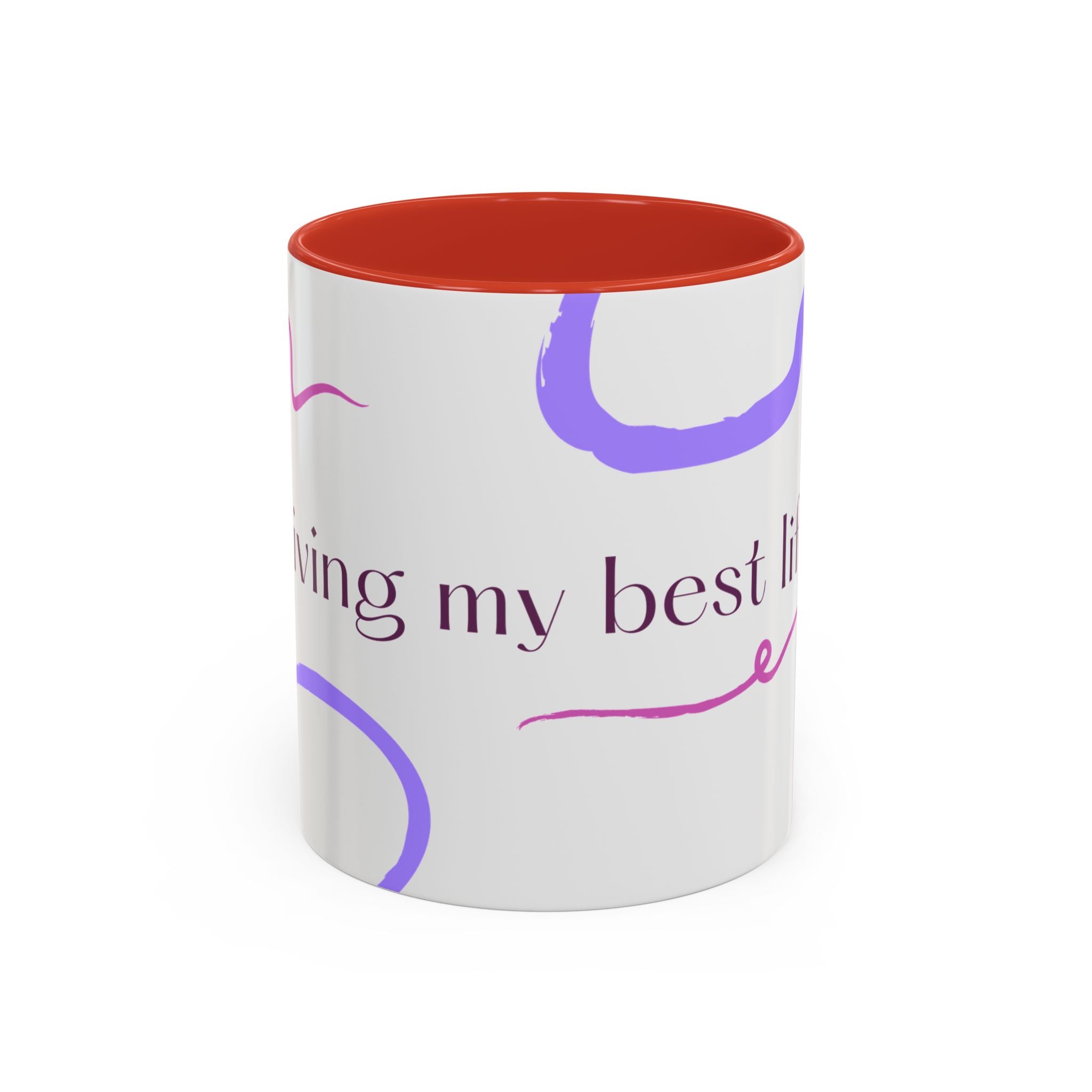 Accent Coffee Mug — 'Living My Best Life' Inspirational Ceramic Mug