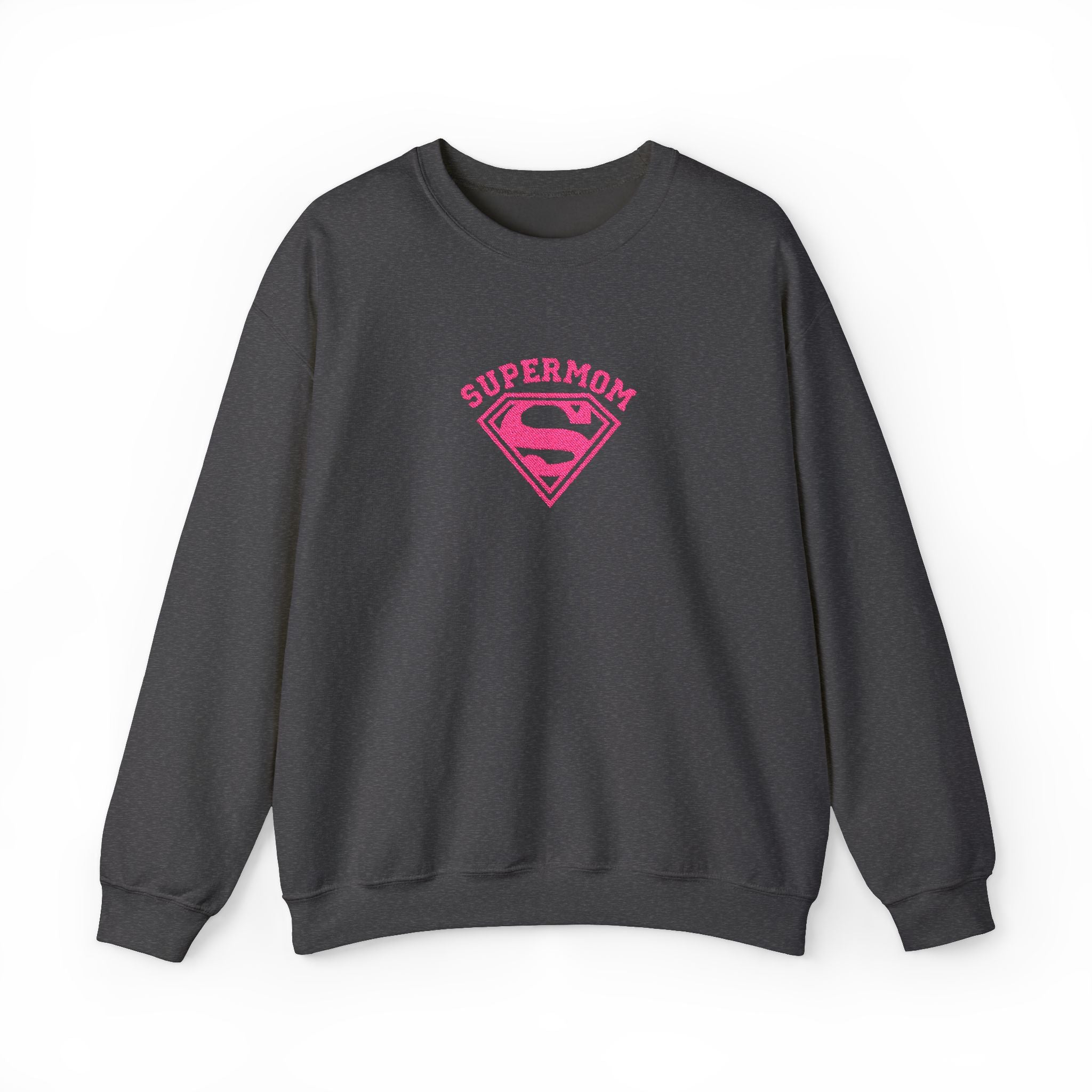 Supermom Crewneck Sweatshirt — Pink Superhero Mom Pullover for Mother's Day