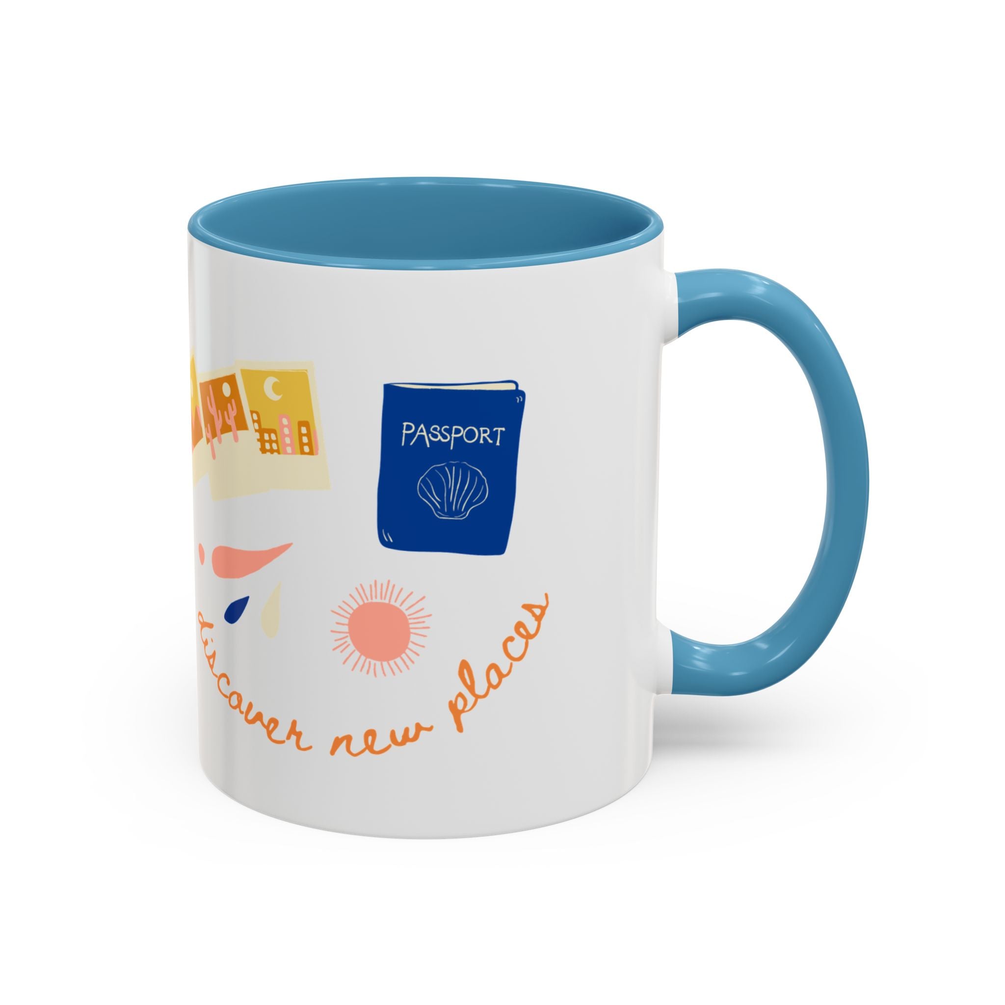 Travel Adventure Coffee Mug — "Discover New Places" Accent Mug (11/15 oz)