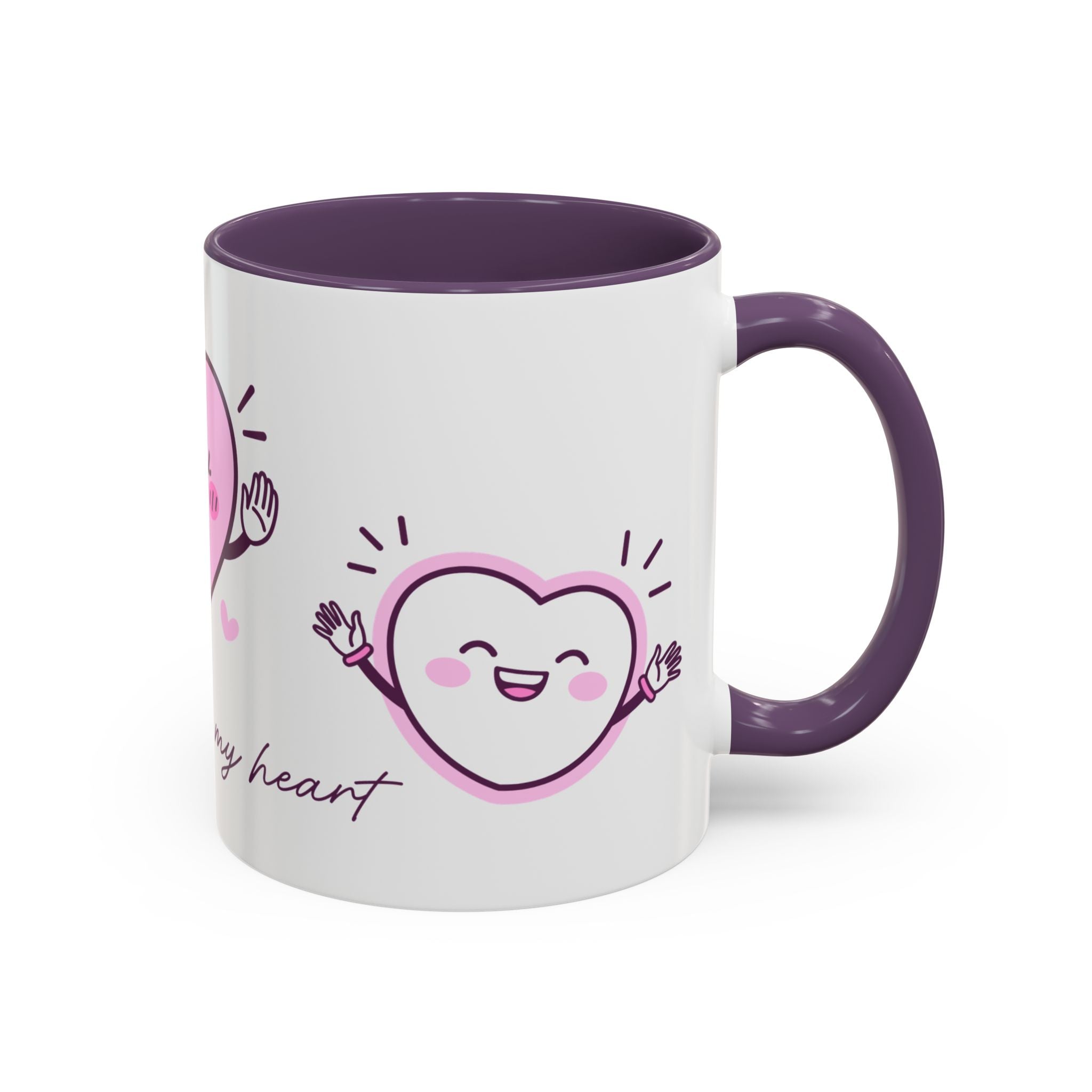 You Warm My Heart Accent Coffee Mug — Cute Pink Heart Valentine Gift (11/15oz)