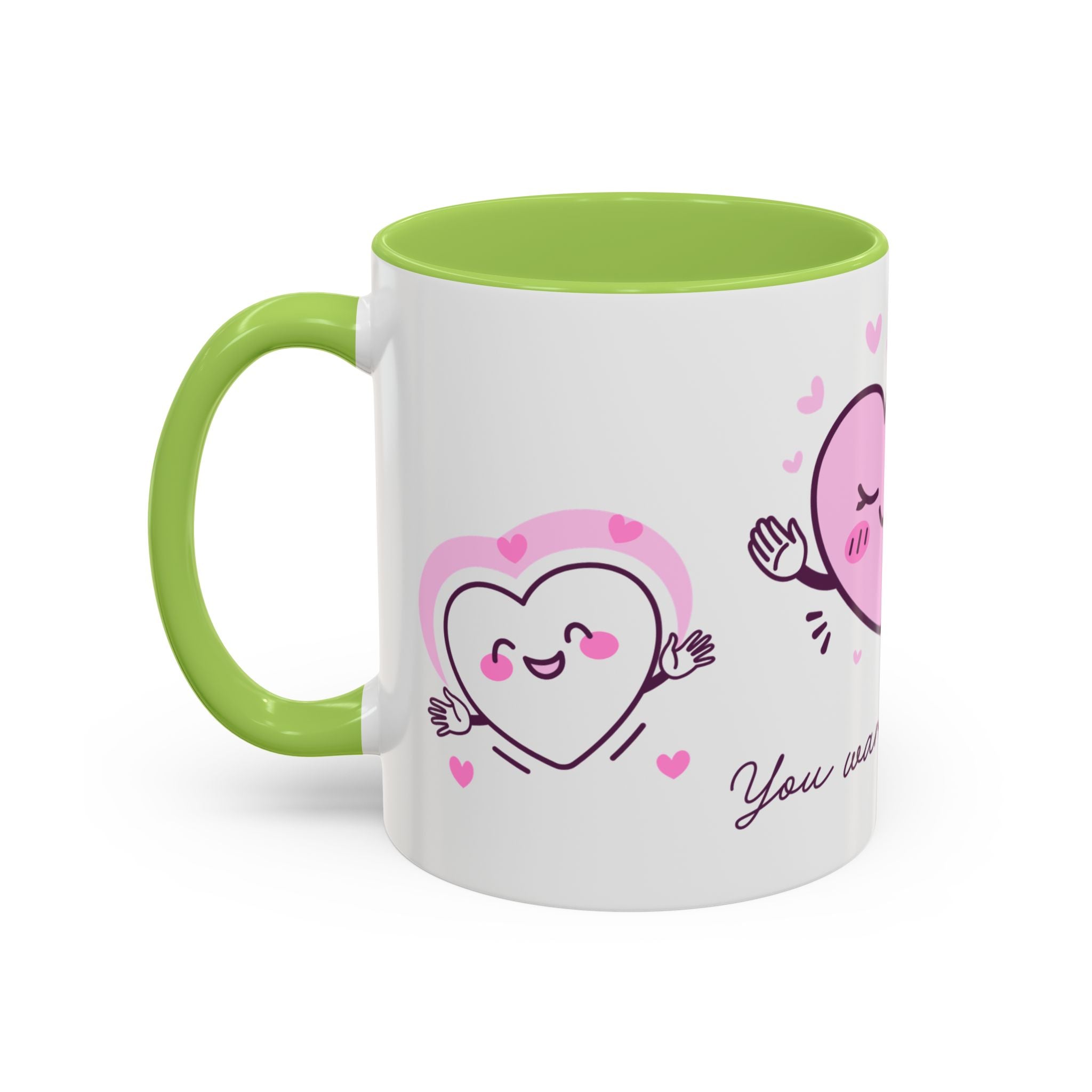 You Warm My Heart Accent Coffee Mug — Cute Pink Heart Valentine Gift (11/15oz)