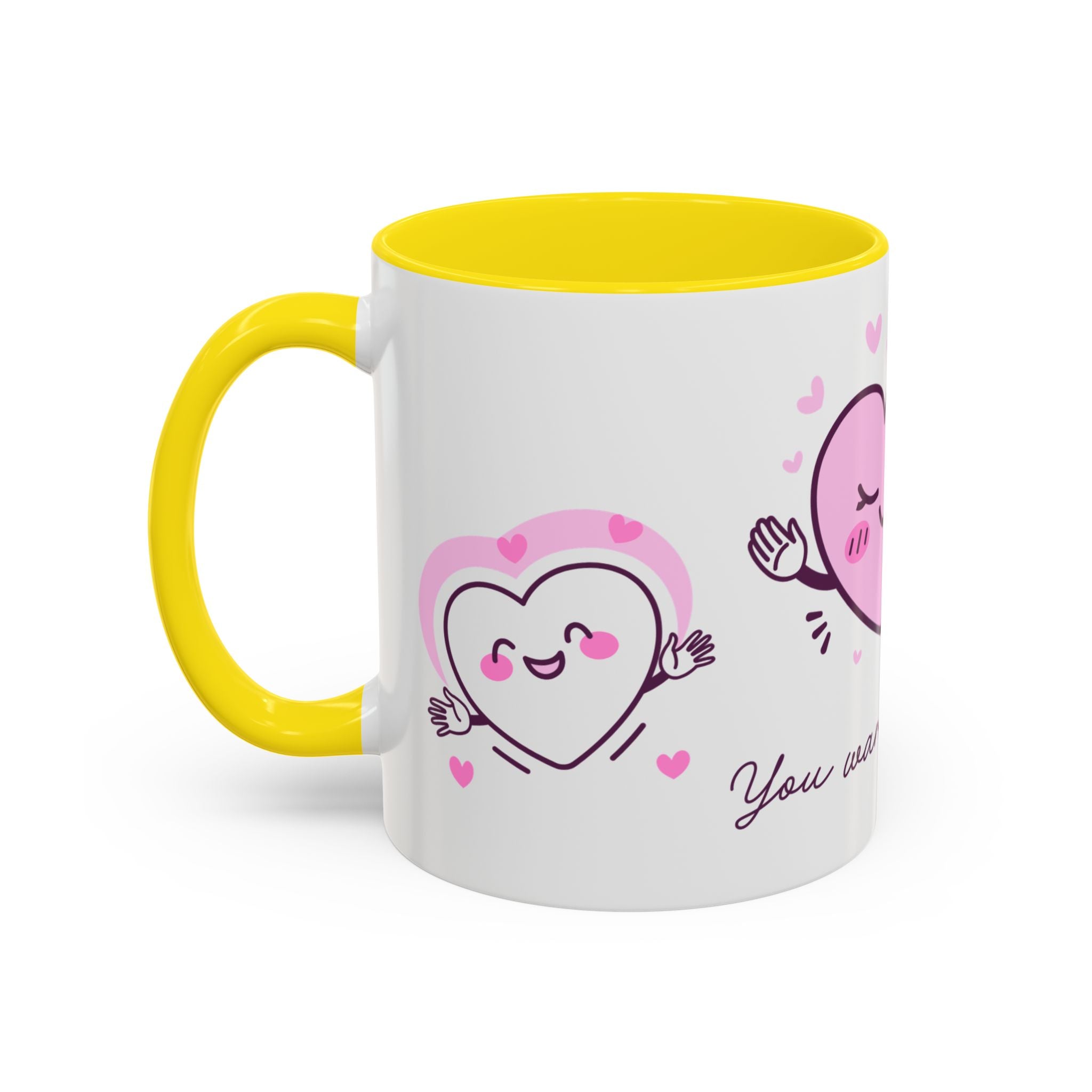 You Warm My Heart Accent Coffee Mug — Cute Pink Heart Valentine Gift (11/15oz)