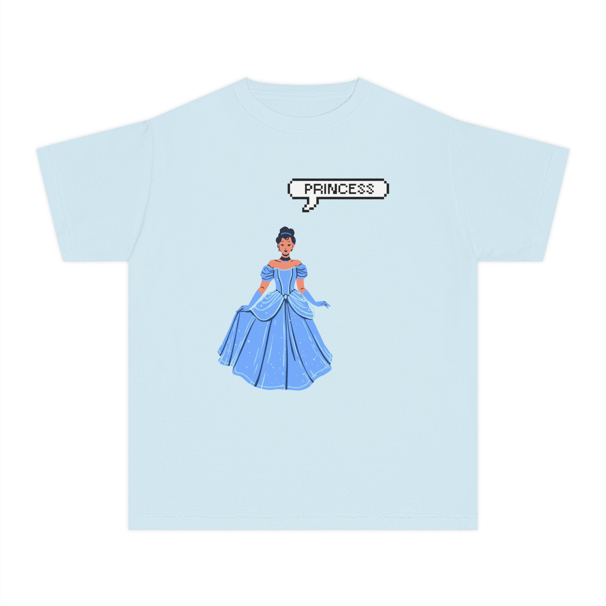 Princess Bubble Youth Tee — Cute Blue Fairy-Tale Shirt for Kids