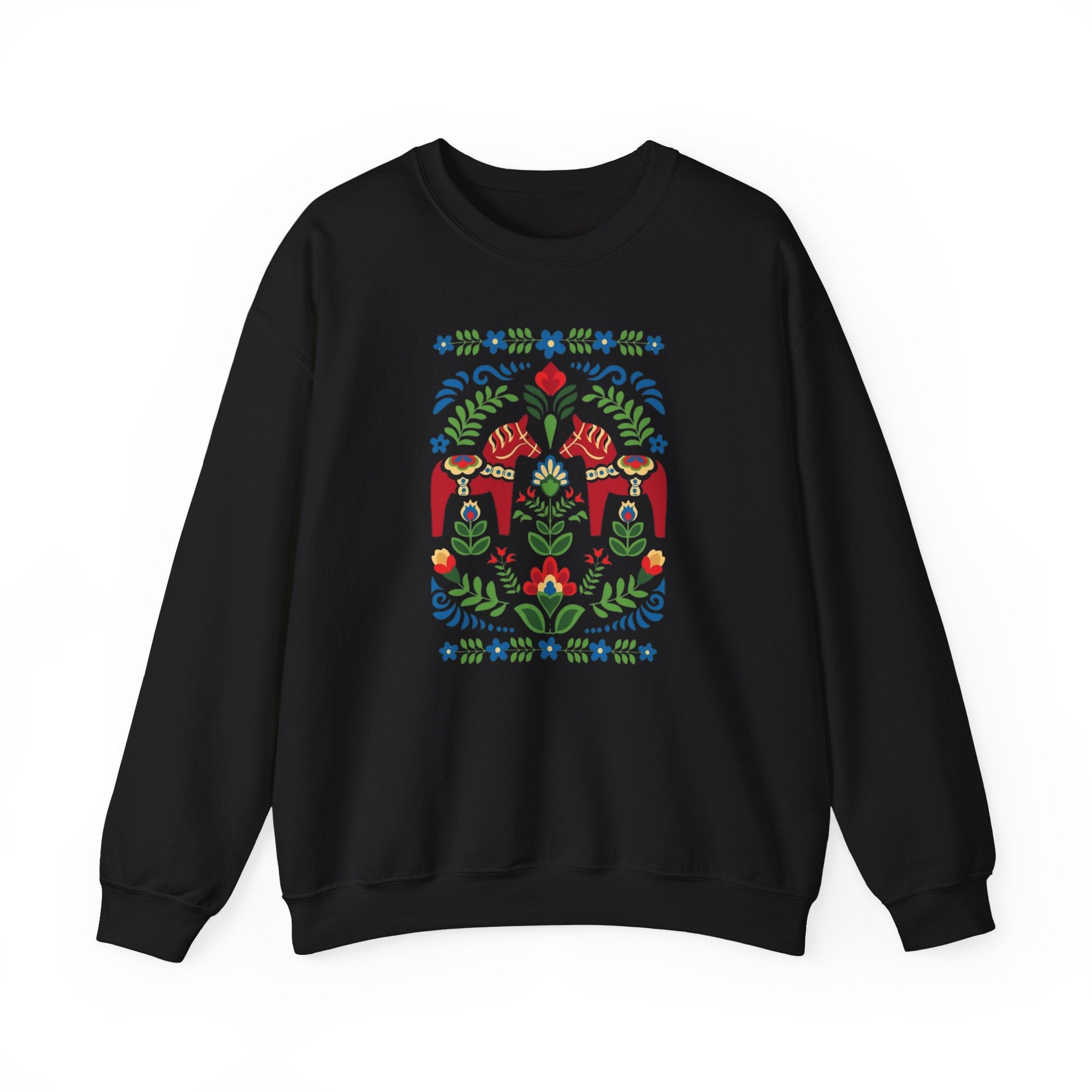 Folk Dala Horses Crewneck Sweatshirt