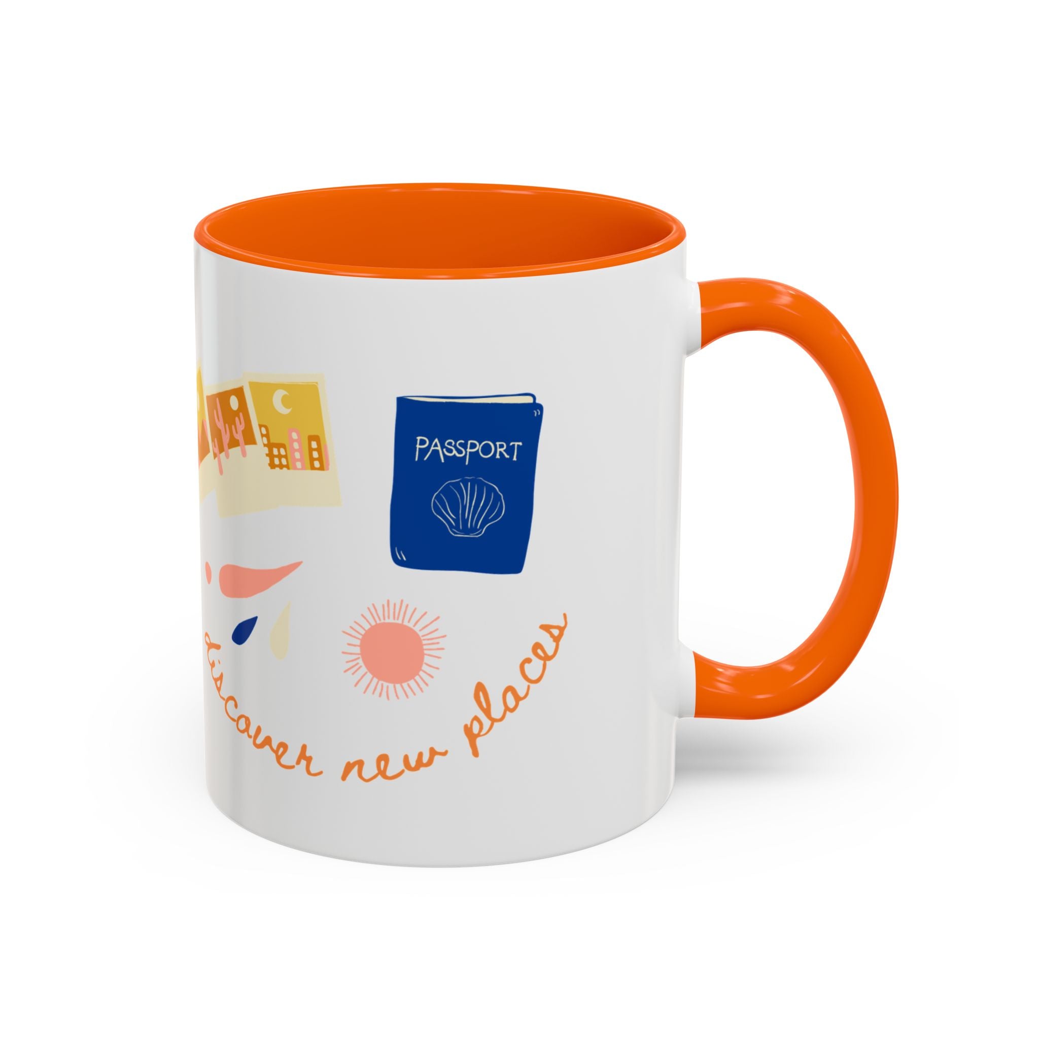 Travel Adventure Coffee Mug — "Discover New Places" Accent Mug (11/15 oz)
