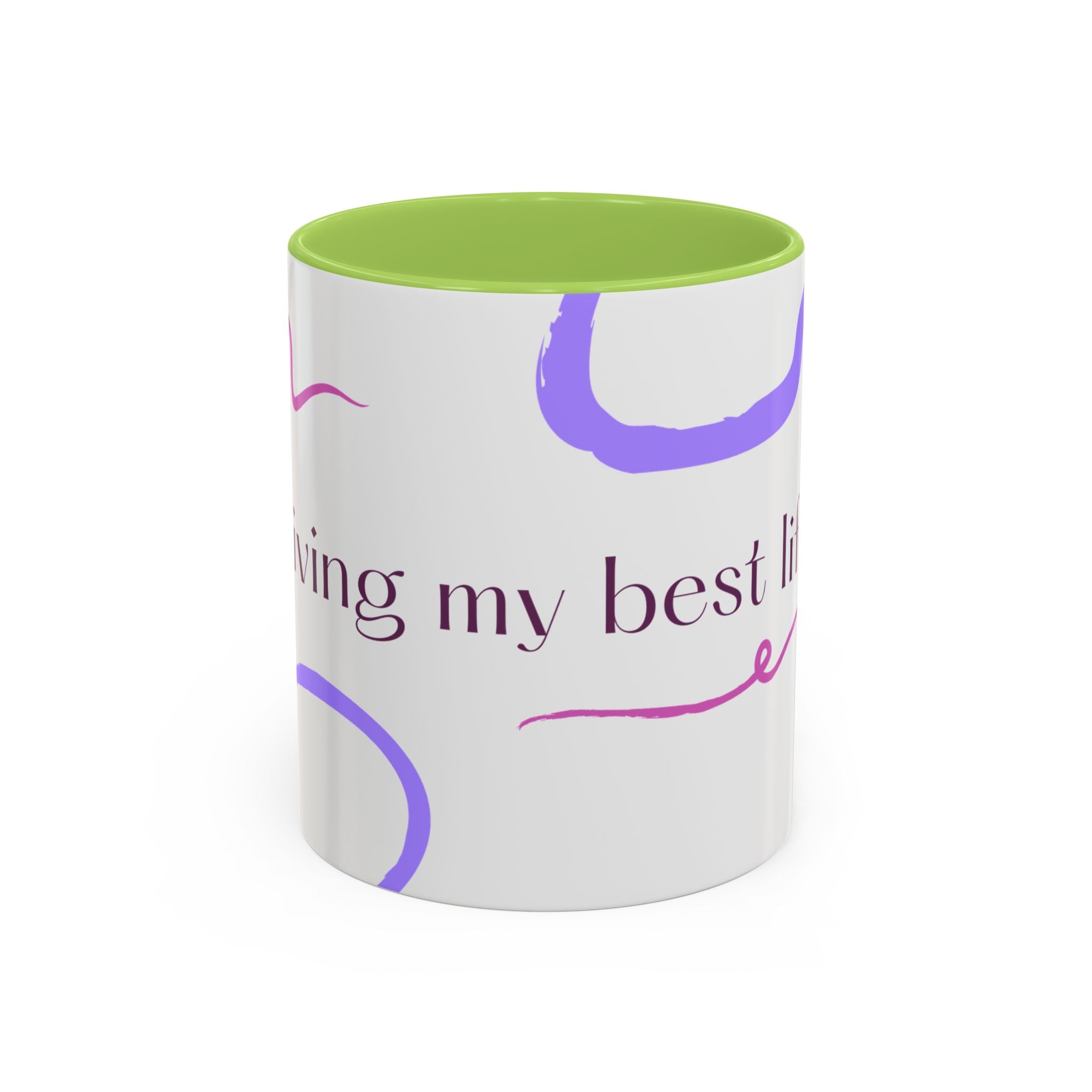 Accent Coffee Mug — 'Living My Best Life' Inspirational Ceramic Mug