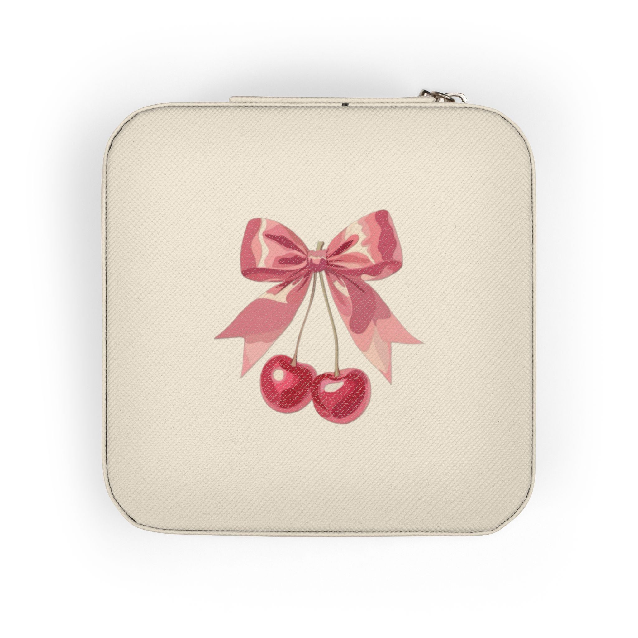 Cherry Bow Jewelry Travel Case — Compact Portable Ring & Earring Organizer