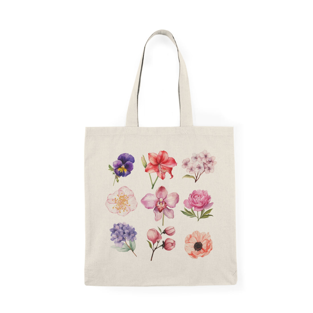 Floral Watercolor Tote Bag – Hand-Painted Botanical Flowers Canvas Grocery Bag