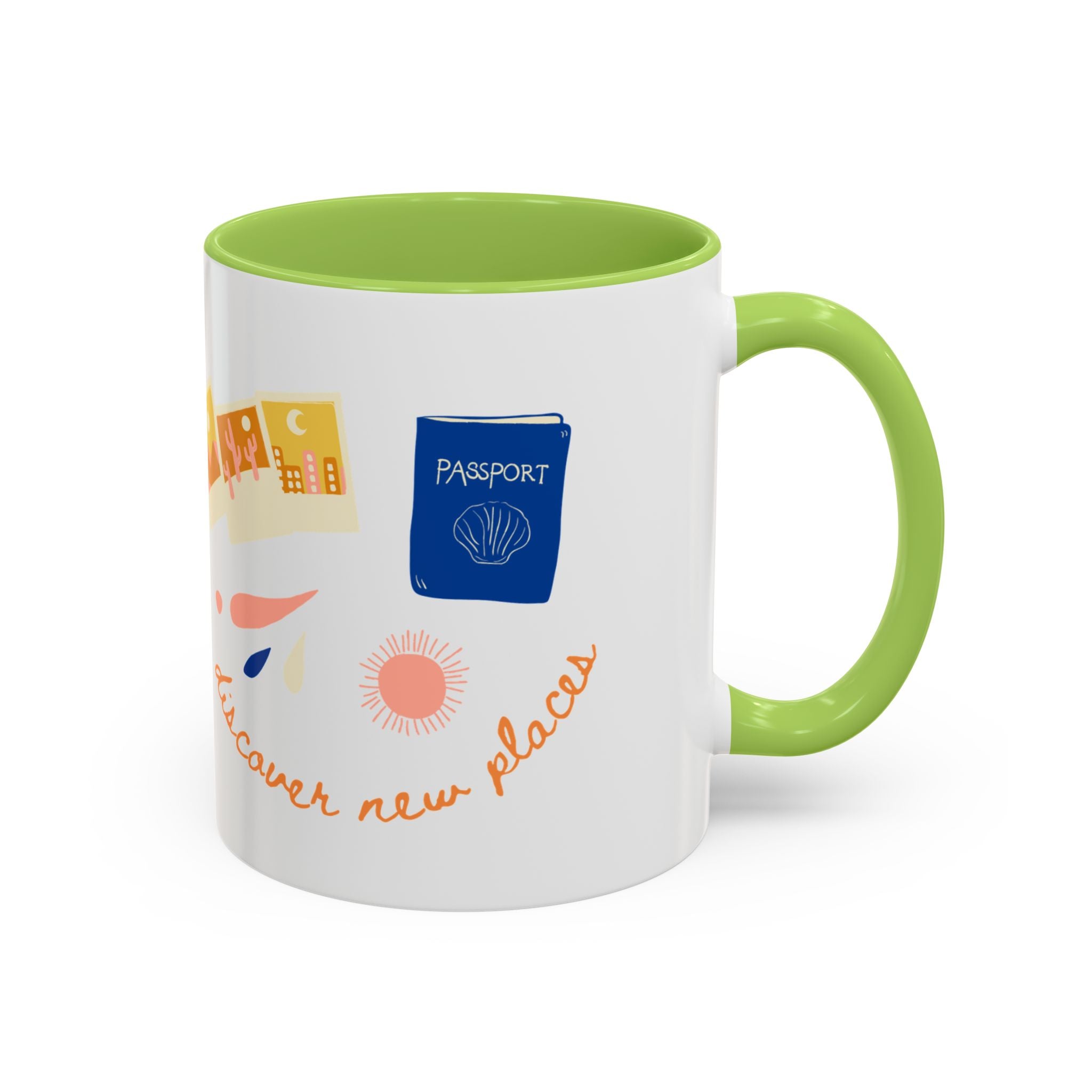 Travel Adventure Coffee Mug — "Discover New Places" Accent Mug (11/15 oz)