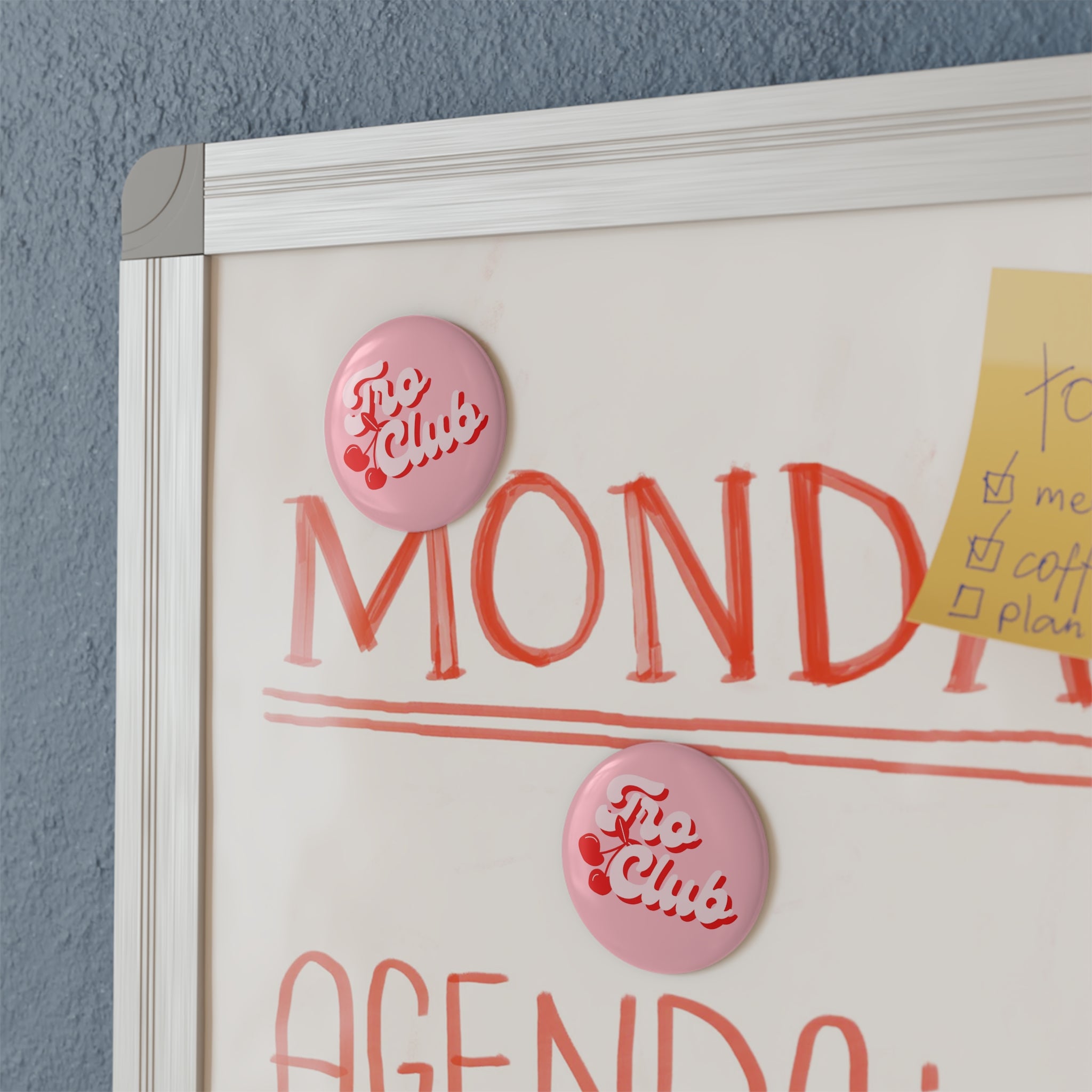 Button Magnet — 'Fro Club' Pink Cherry Retro Badge