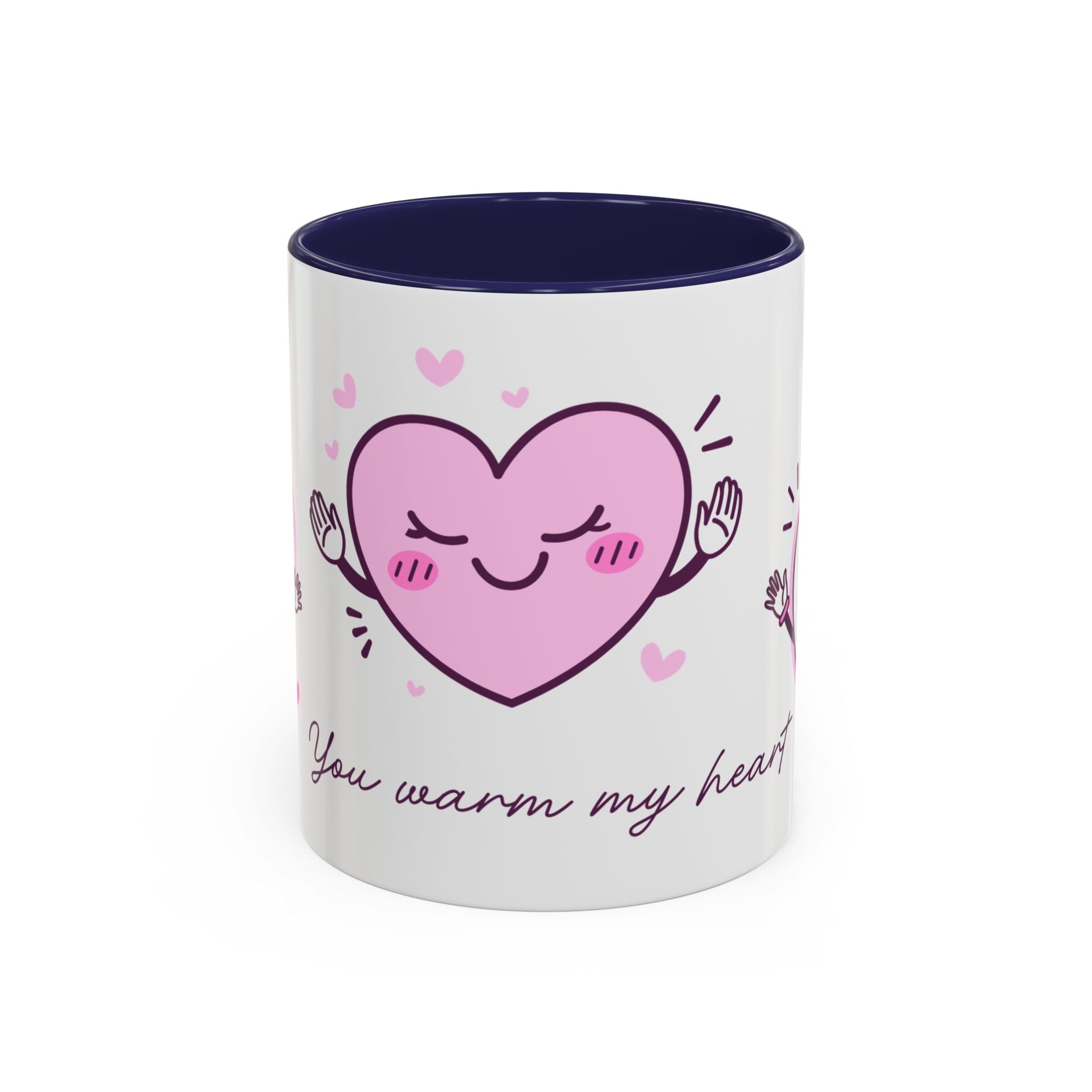 You Warm My Heart Accent Coffee Mug — Cute Pink Heart Valentine Gift (11/15oz)