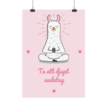 Meditating Llama Poster — "Ta ett djupt andetag" Inspirational Wall Art