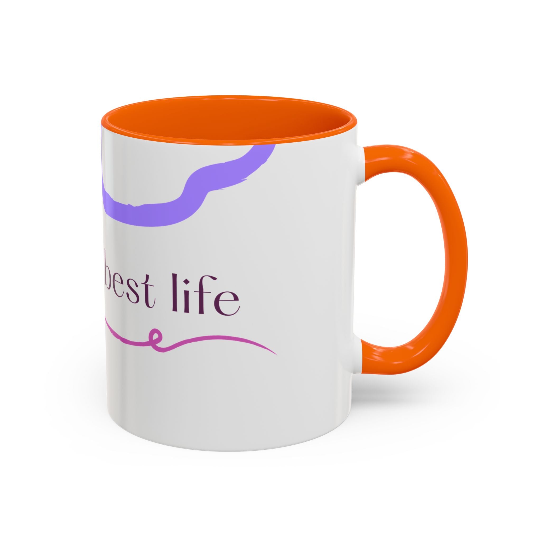 Accent Coffee Mug — 'Living My Best Life' Inspirational Ceramic Mug