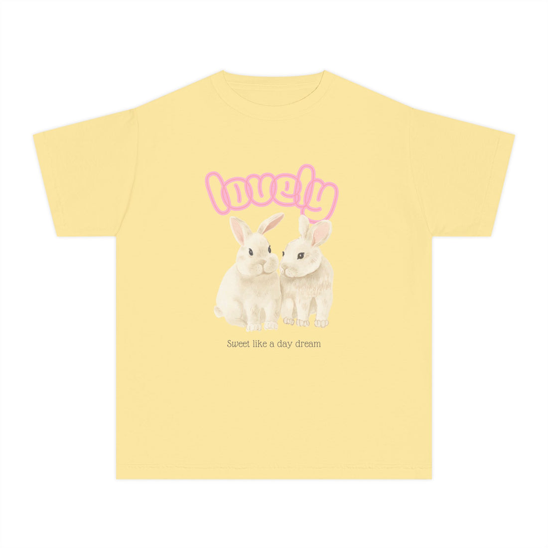"Lovely" Bunny Graphic Shirt (Sweet Like a Day Dream)