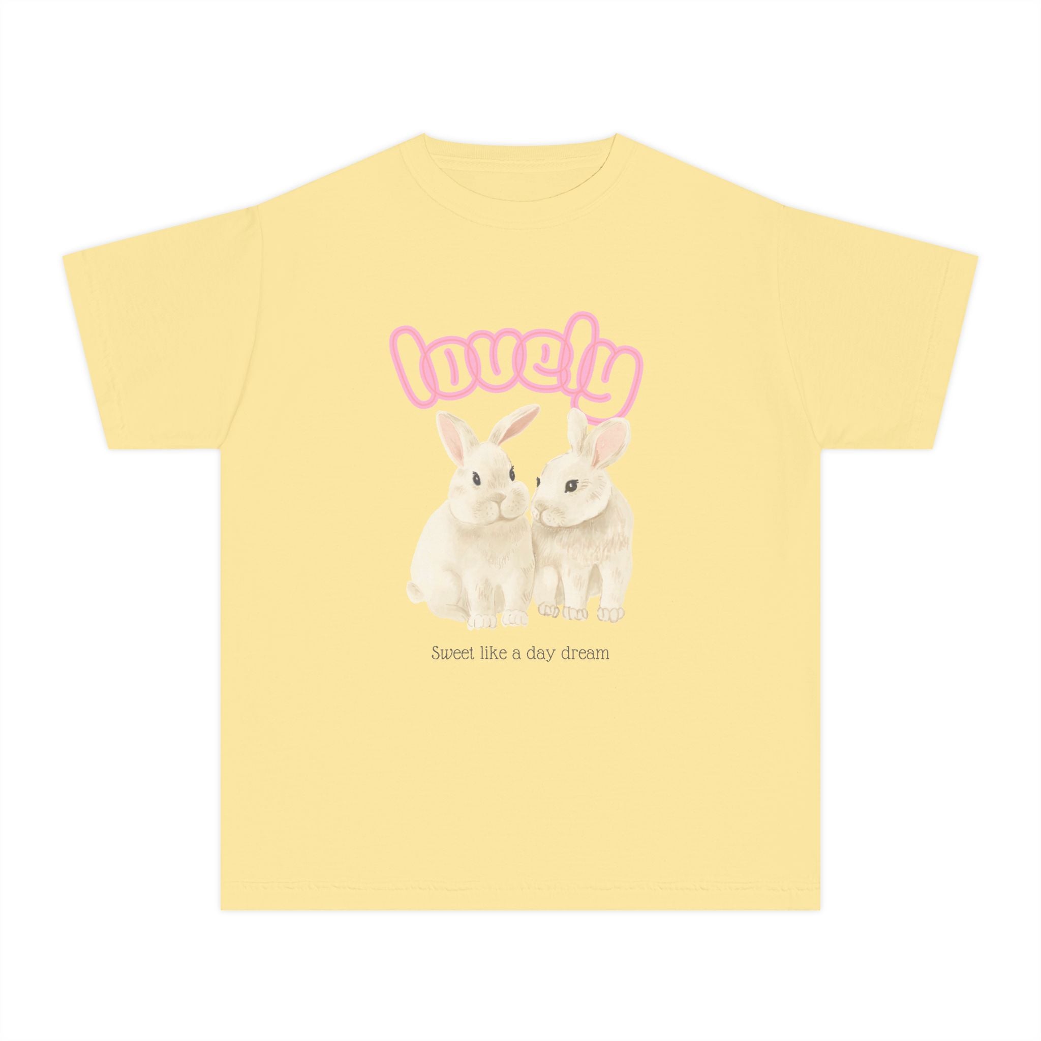 "Lovely" Bunny Graphic Shirt (Sweet Like a Day Dream)