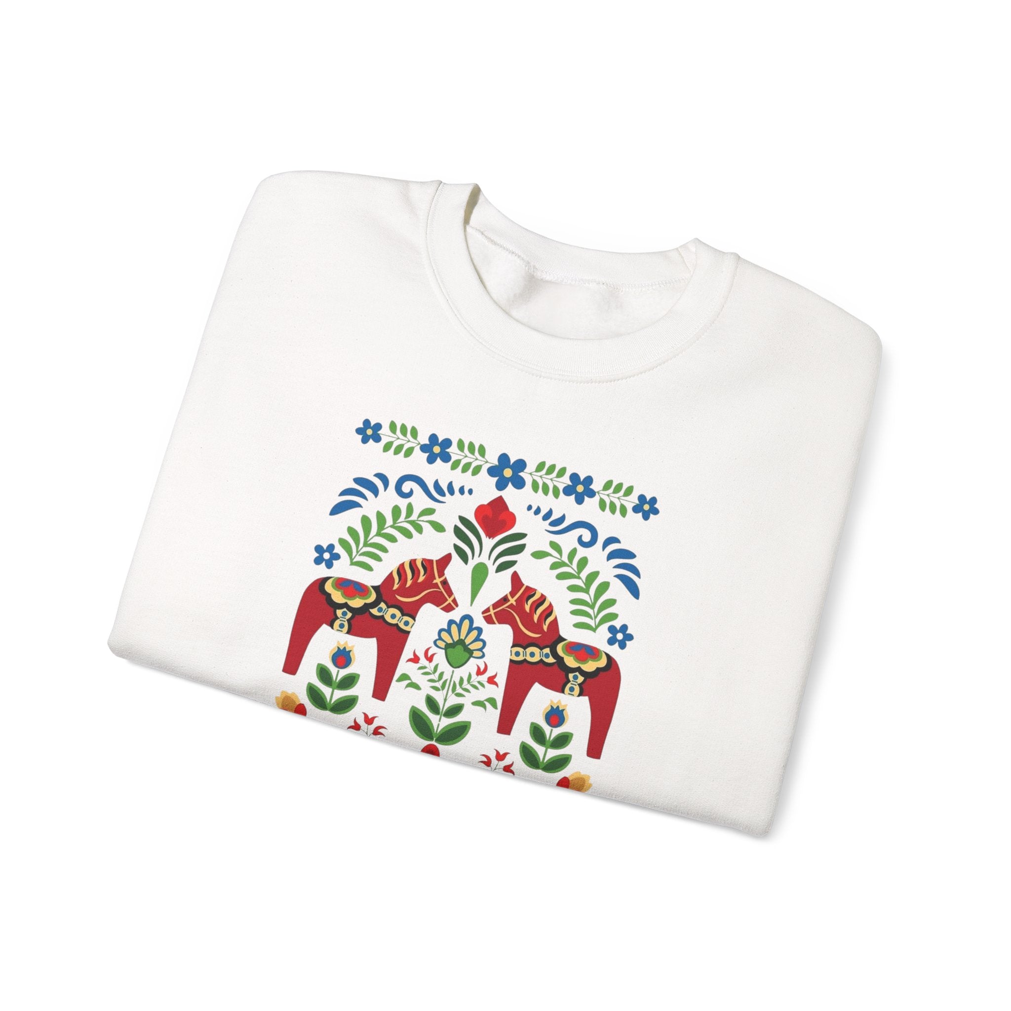 Folk Dala Horses Crewneck Sweatshirt
