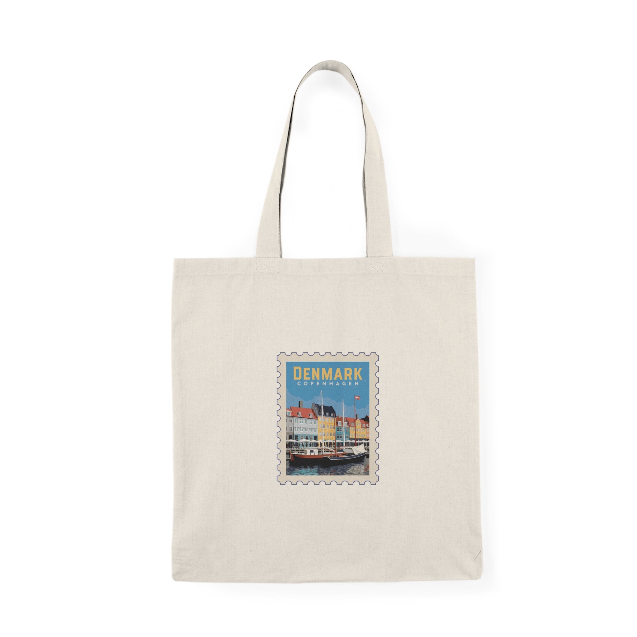 Denmark Nyhavn Stamp Tote Bag — Vintage Travel Canvas Shopper