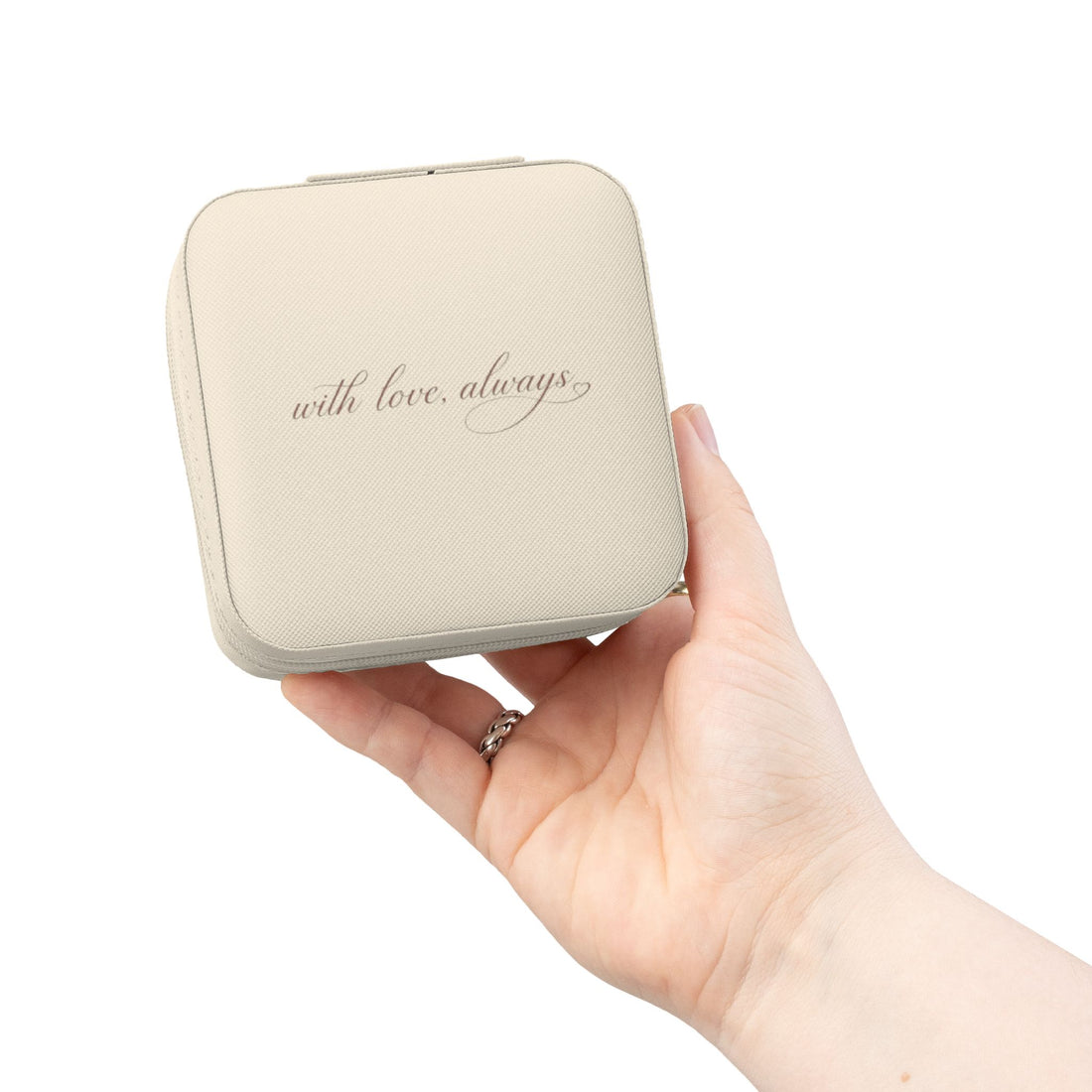 Jewelry Travel Case — Compact Pink Travel Jewelry Organizer with 'With Love, Always' Script