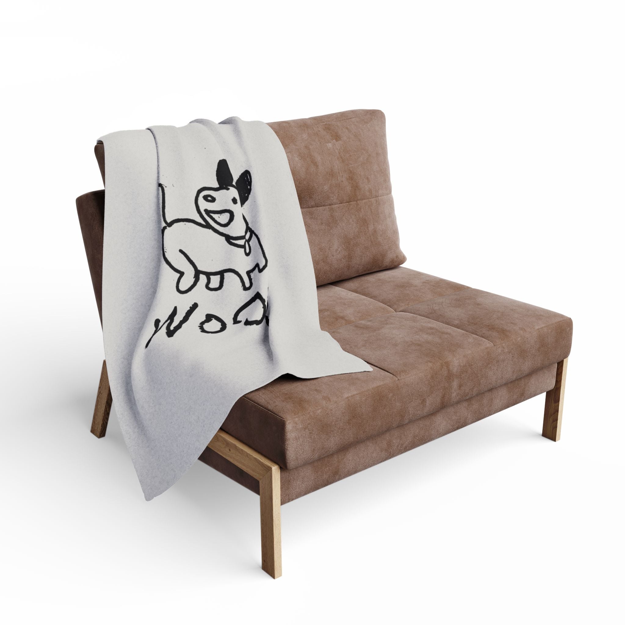 Arctic Fleece Blanket — Cute Hand-Drawn Dog “WOOF” Cozy Throw
