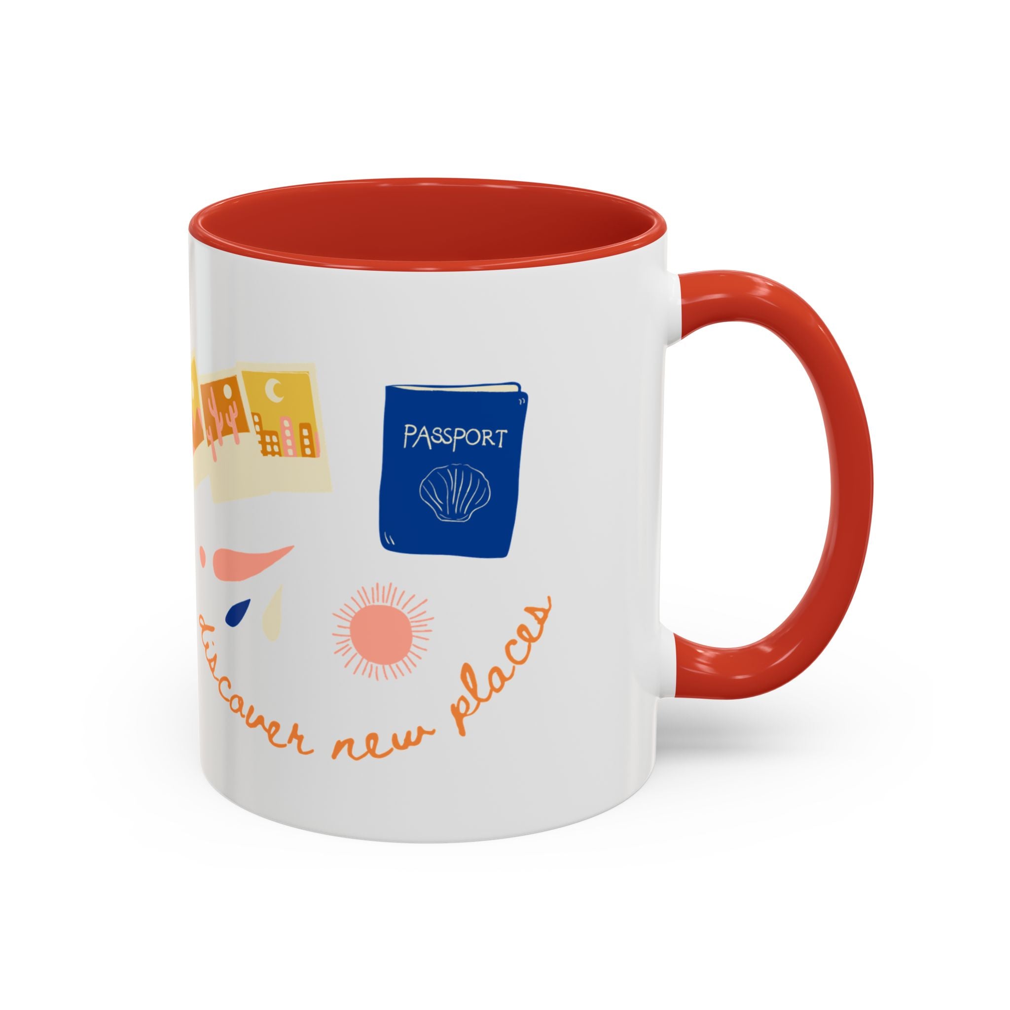 Travel Adventure Coffee Mug — "Discover New Places" Accent Mug (11/15 oz)