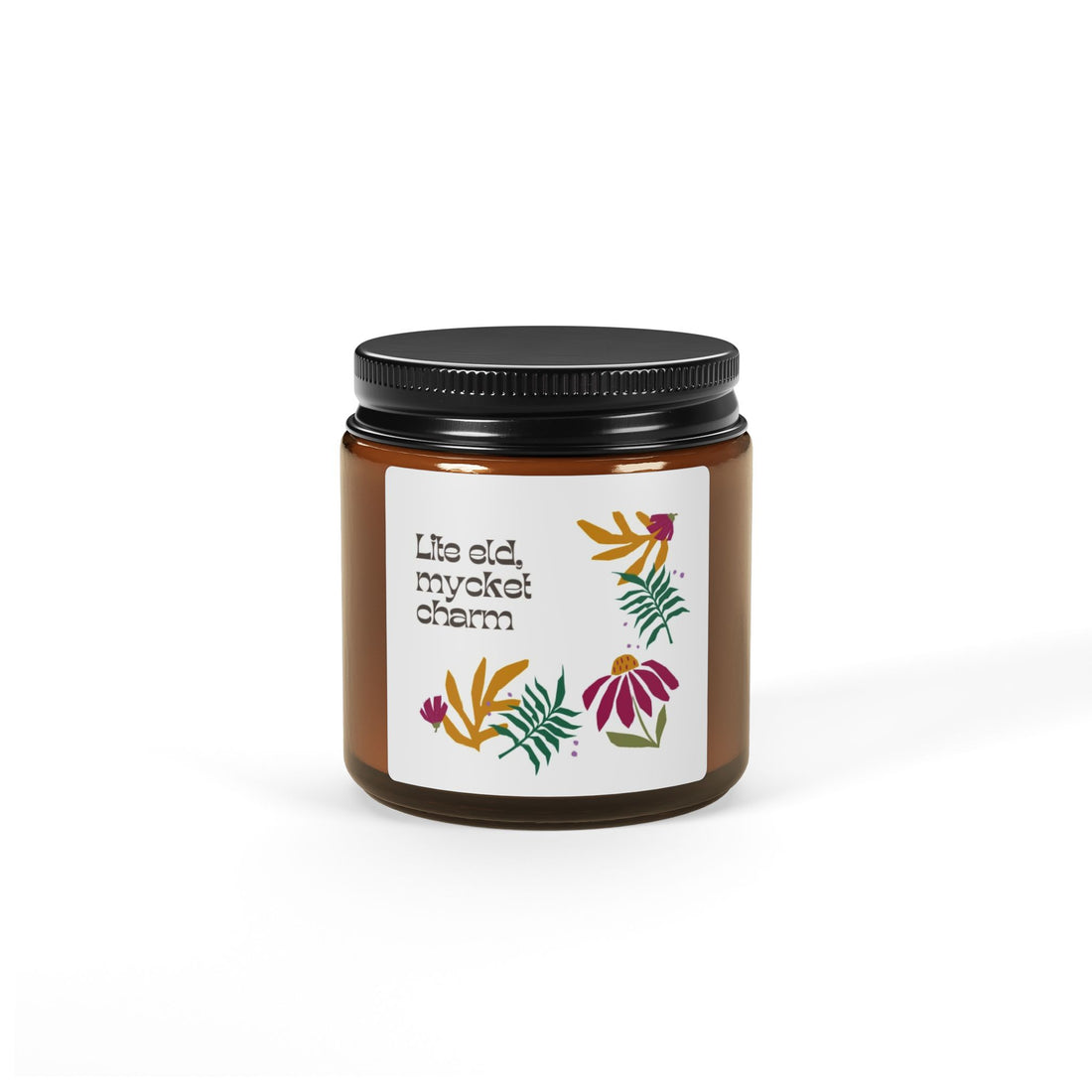 Botanical Soy Candle — "Life Old, Myckot Charm" Amber Jar (Multi-Size)