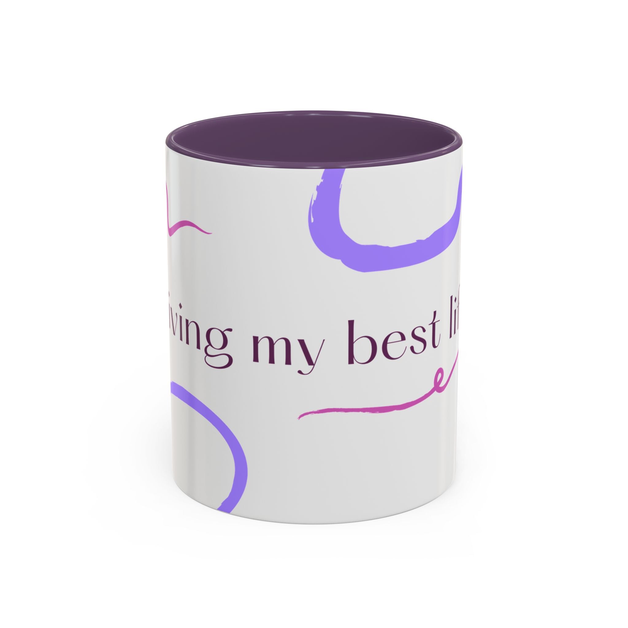 Accent Coffee Mug — 'Living My Best Life' Inspirational Ceramic Mug