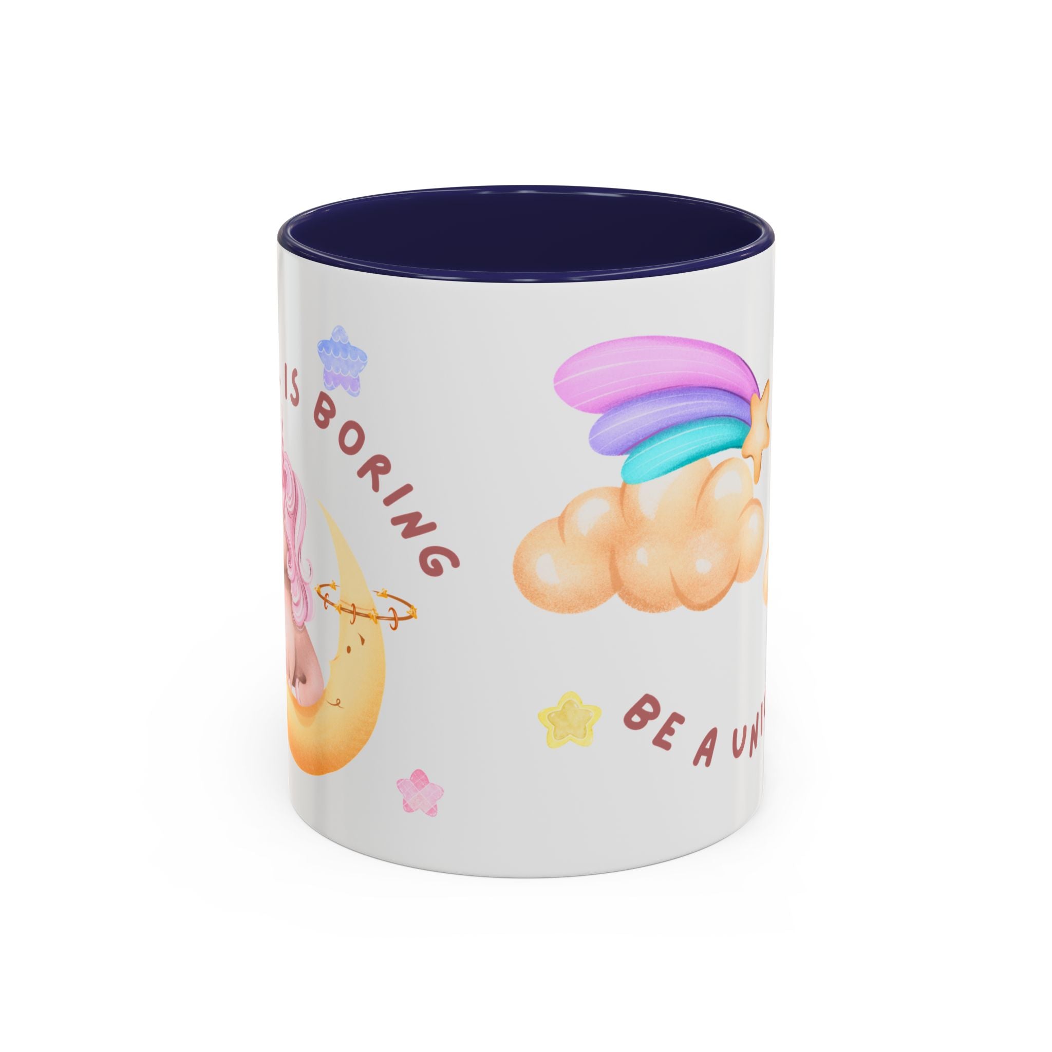 Unicorn Coffee Mug — "Be a Unicorn" Cute Rainbow Cloud Accent Mug